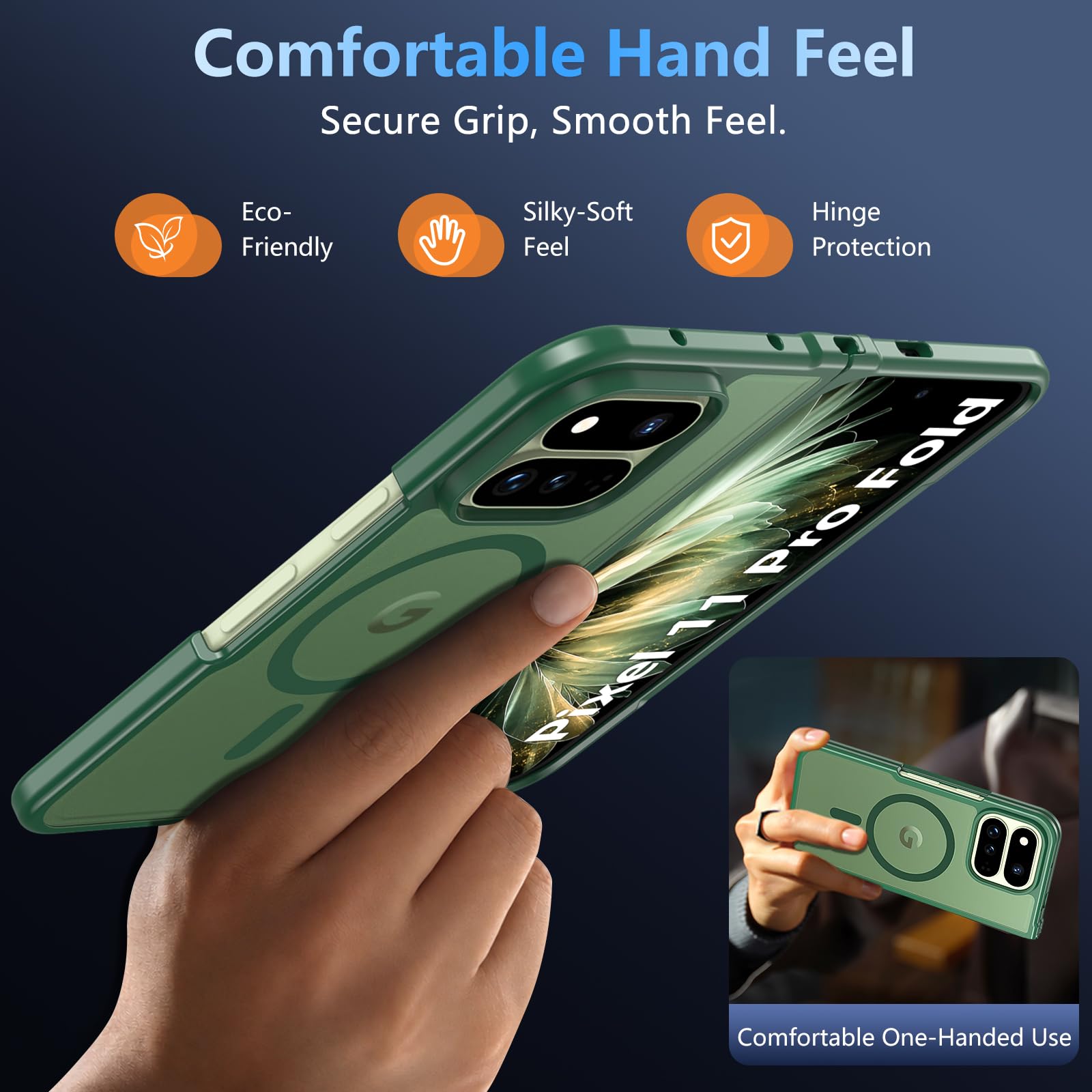 Hensinple Magnetico per Google Pixel 11 Pro Fold Case | Compatibile con MagSafe, custodia protettiva opaca traslucida di grado militare antiurto robusta per Pixel 11 Pro Fold, nero