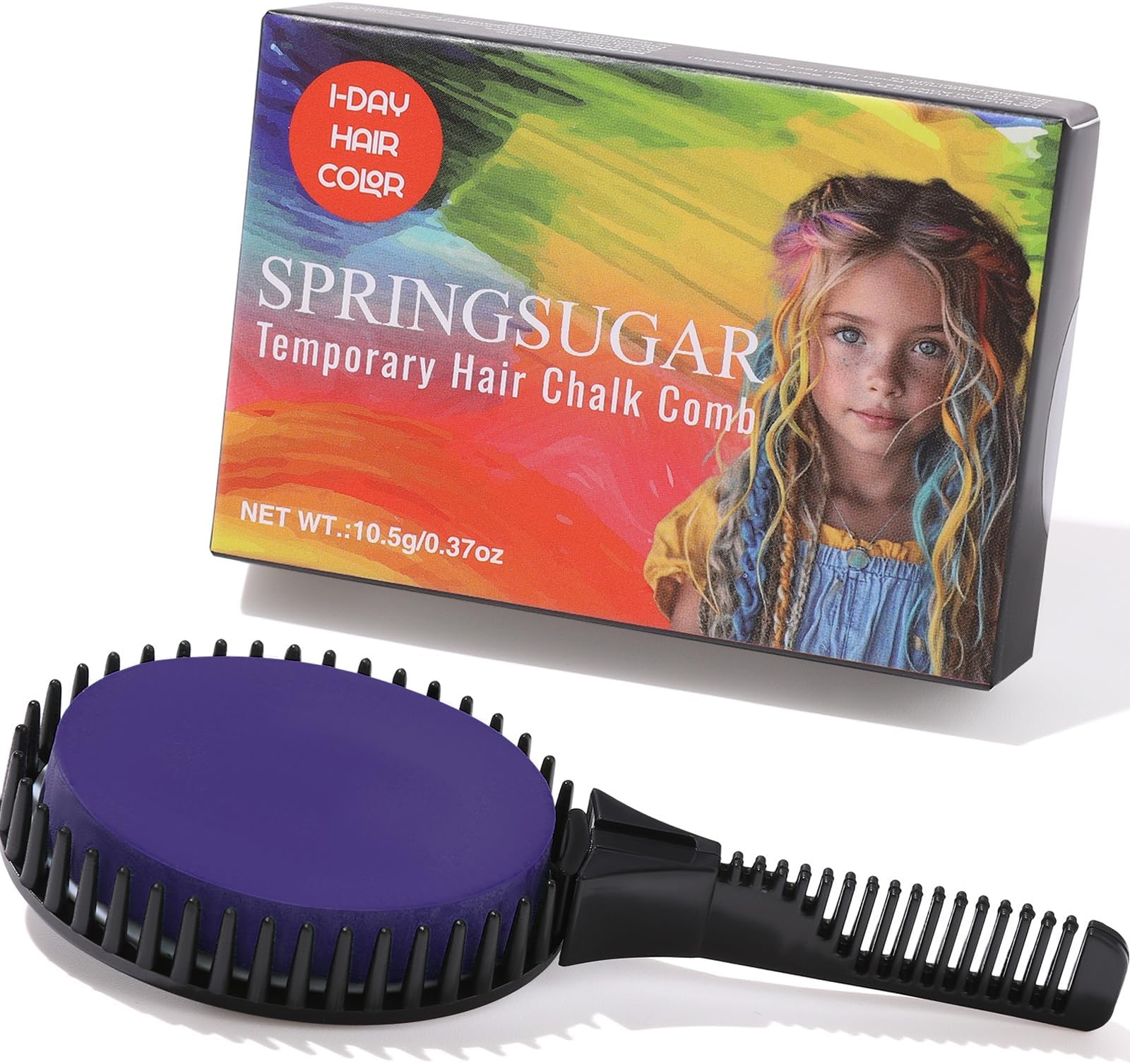 Purple Temporary Hair Chalk Comb, Washable Hair Color Dye for Girls Kids Adults Birthday Halloween Christmas Cosplay Festivals Hair DIY Party