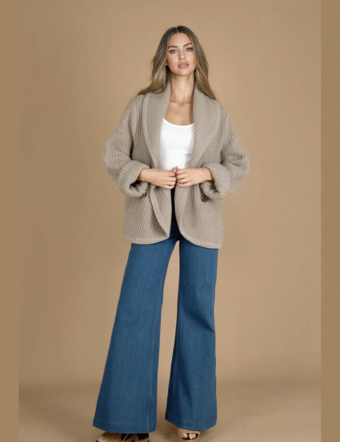 AMEBELLE Cardigan Sweaters for Women Trendy Fall Oversized Long Sleeves Chunky Cardigan Jacket Knit Outwear with Lapel Collar - Image 3