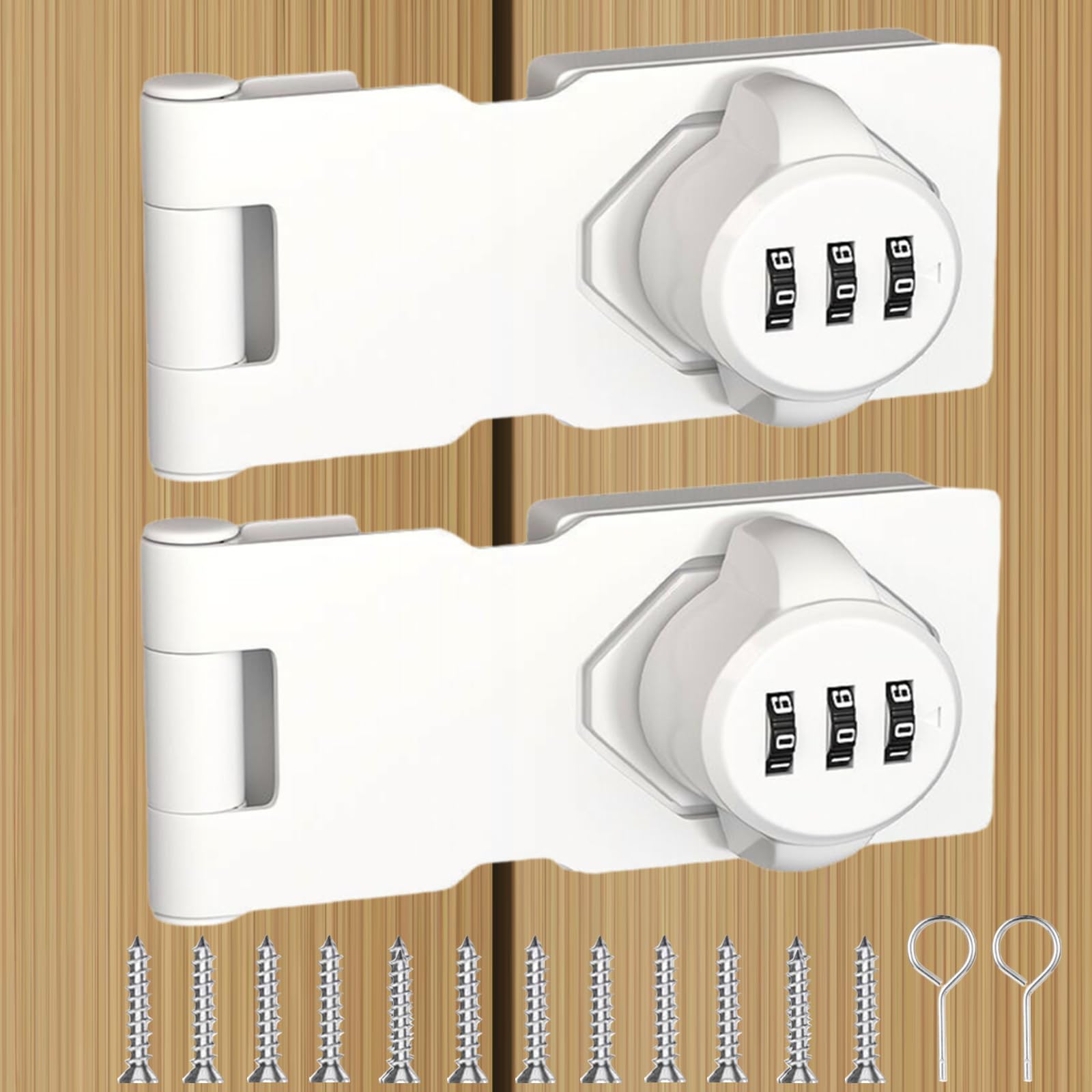 Snapklik.com : Bifold Door Lock 3-Digit Password Keyless Cabinet Door Locks