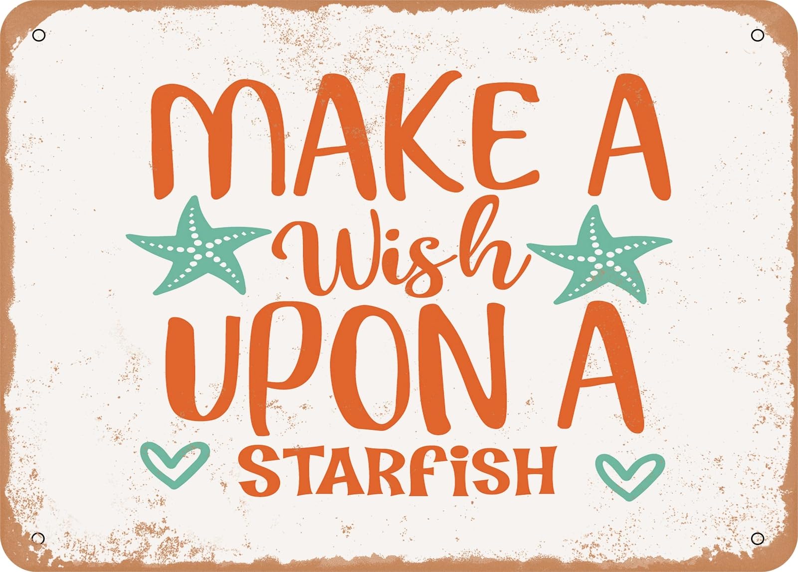 Miaomansenstore Metal Sign - Make A Wish Upon A Starfish - 3 - Vintage Look Sign Home Decor