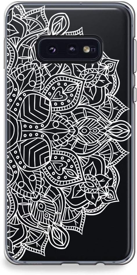 CasesByLorraine Samsung Galaxy S10e Case, White Mandala Henna Pattern Clear Transparent Case Flexible TPU Soft Gel Protective Cover for Samsung S10e (P78)