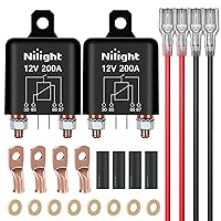 Vista 1 de Nilight 2PC 200A Starter Relay 4 Pin Split Relays Switch 12V Continuous SPST High Current 4 Terminal Car Starter Control w/Copper Wire Lugs for