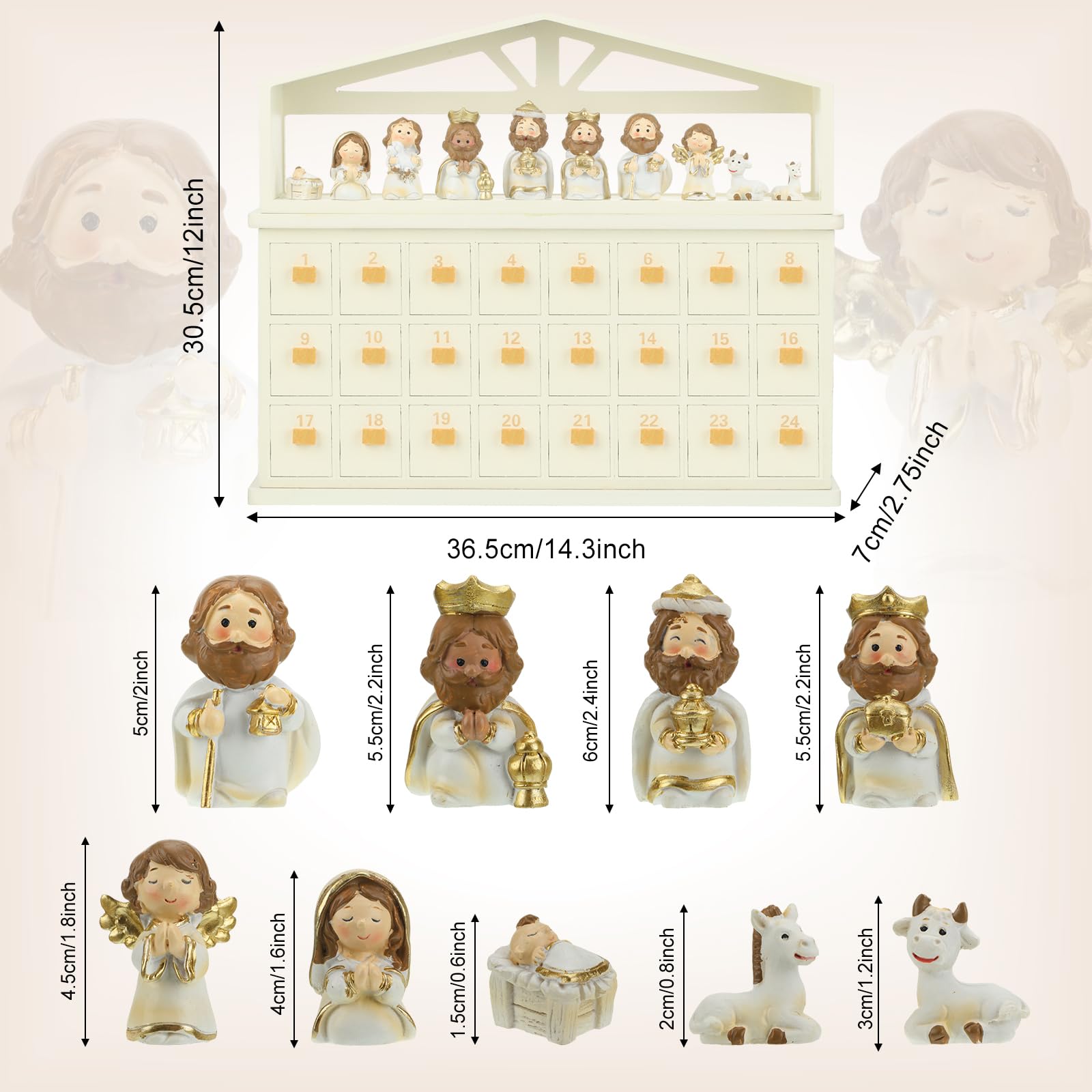 Huwena Wooden Nativity Advent Calendar with Drawers Advent Calendar