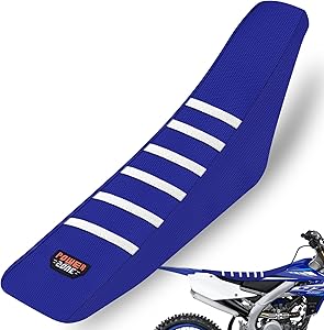 Fewfuss Dirt Bike Seat Cover - Blue with White Stripe