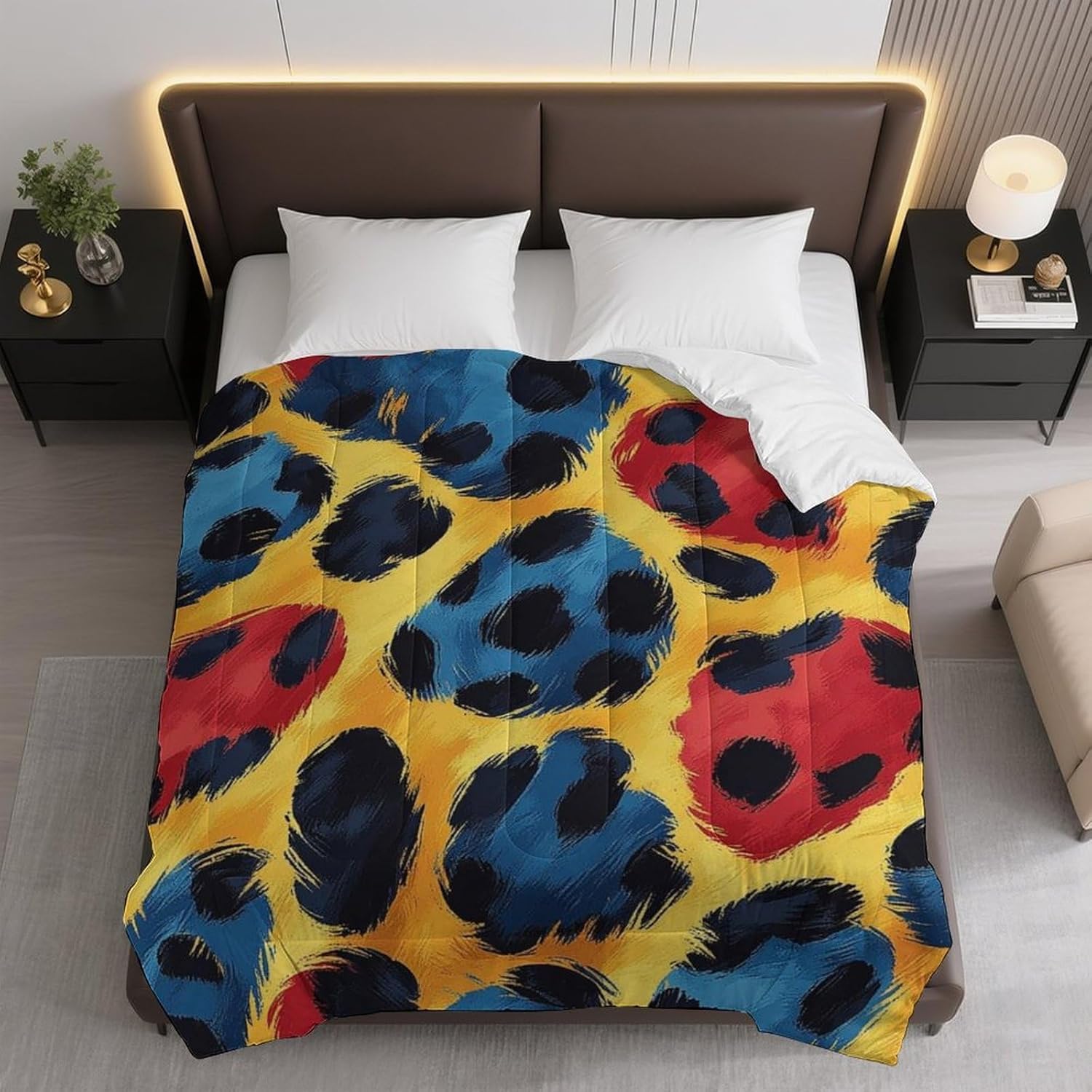 Colorful Leopard Print Comforter Bedding Heavy Bed Blanket Soft Warm Fluffy All Seasons Only Quilt 155x220cm
