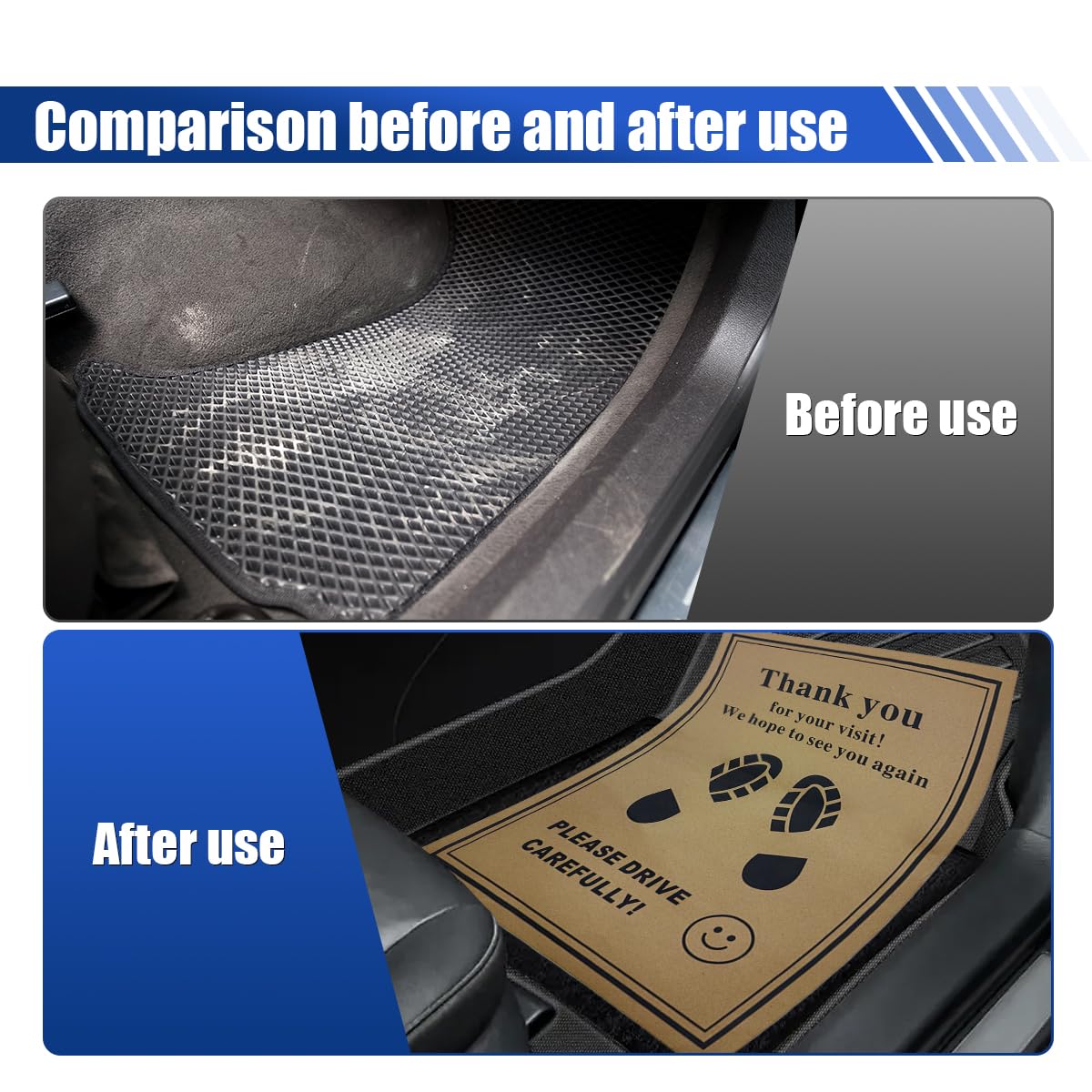 UHANBUT 50PCS Car Kraft Paper Floor Mats 15x19 Inch Waterproof Temporary Vehicle Floor Protective Pads Disposable Automotive Wash — view 5