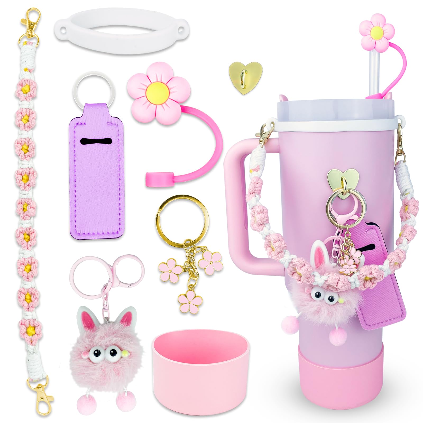 Accessories Set for Stanley Cup 30 oz 40 oz,Water Bottle Handle Strap,Boot for Stanley Cup, Straw Cover for Stanley, Beautify Your Cup, Unique Gifts for Women