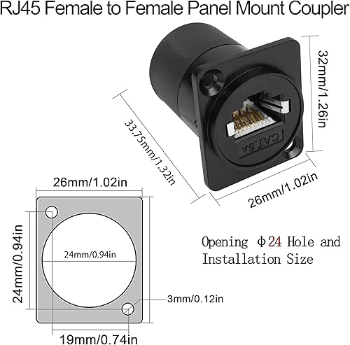 Miniatura 6 de QIANRENON Adaptador de montaje en panel RJ45 blindado RJ45 8P8C hembra a hembra conector de red CAT6ACAT6CAT5ECAT5 RJ45 módulo de enchufe de puerto