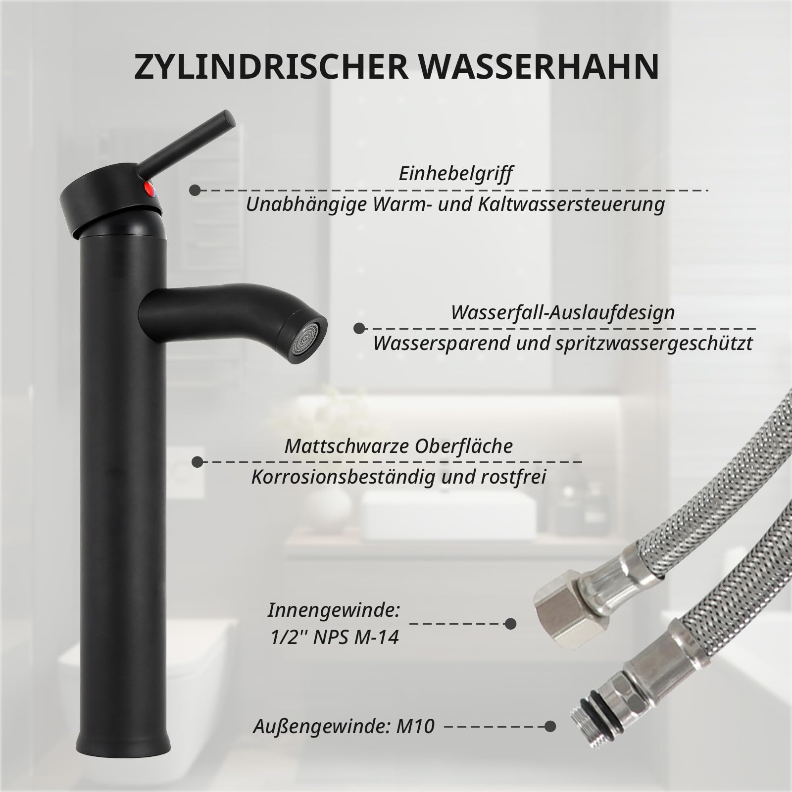 ZealWe Waschbecken Aufsatzwaschbecken Glas, Waschbecken Aufsatz Waschschale Oval für Badezimmer, Handwaschbecken Gäste WC 53 × 35 × 15 cm Waschtisch Waschplatz, Schwarz Gold