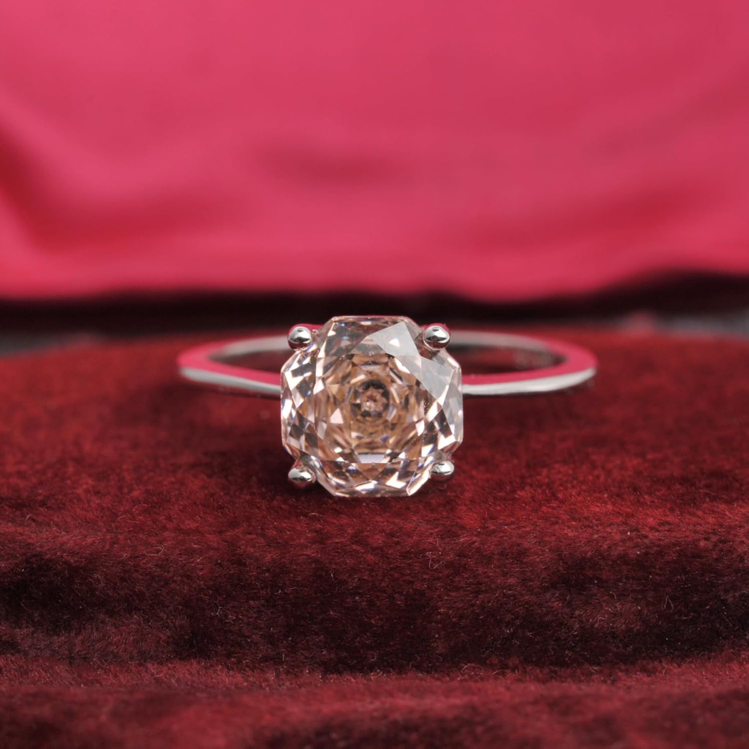 2ct Octagonal Cut Morganite & Pink Cubic Zirconia Solitaire Ring - Rose Gold Plated 925 Sterling Silver Engagement Ring for Women, Wedding Promise Band Gift Ready - Image 8