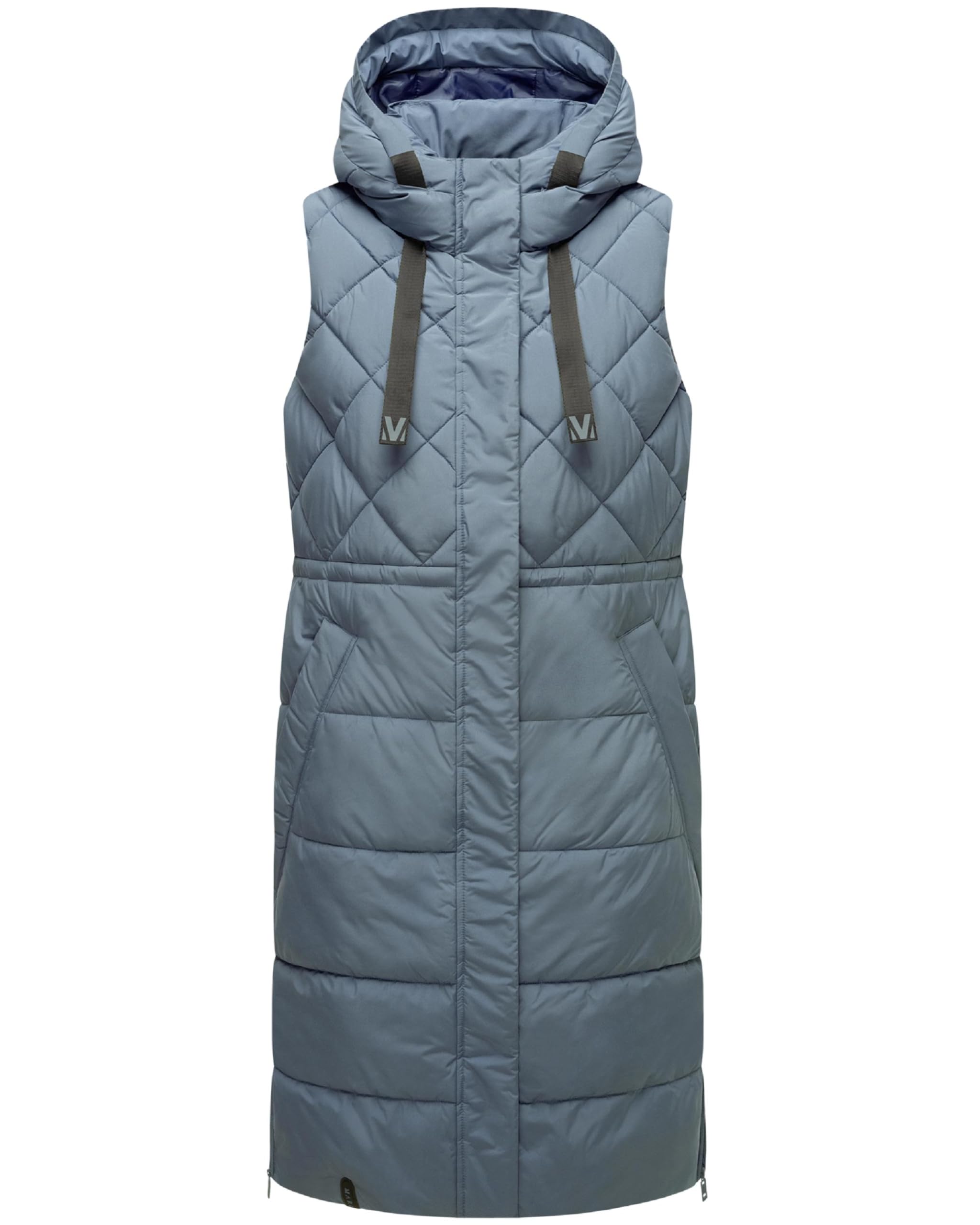 MARIKOO Gilet lungo da donna senza maniche lungo trapuntato caldo in materiali riciclati con cappuccio Narikaa 16 XS-3XL