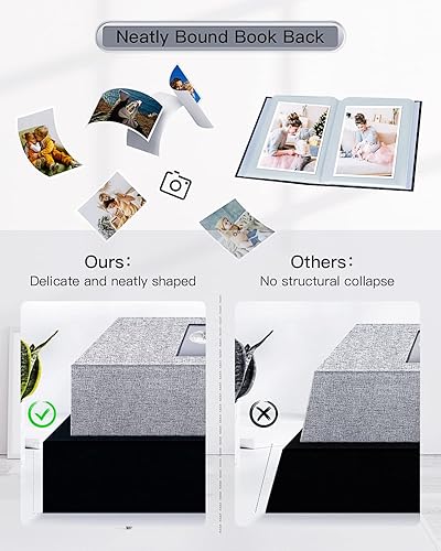 Vista 223 de popotop Álbum de fotos de 4 x 6 – 100 fotos libros con 100 bolsillos verticales, álbumes de cubierta de lino para familia, boda, aniversario, fotos
