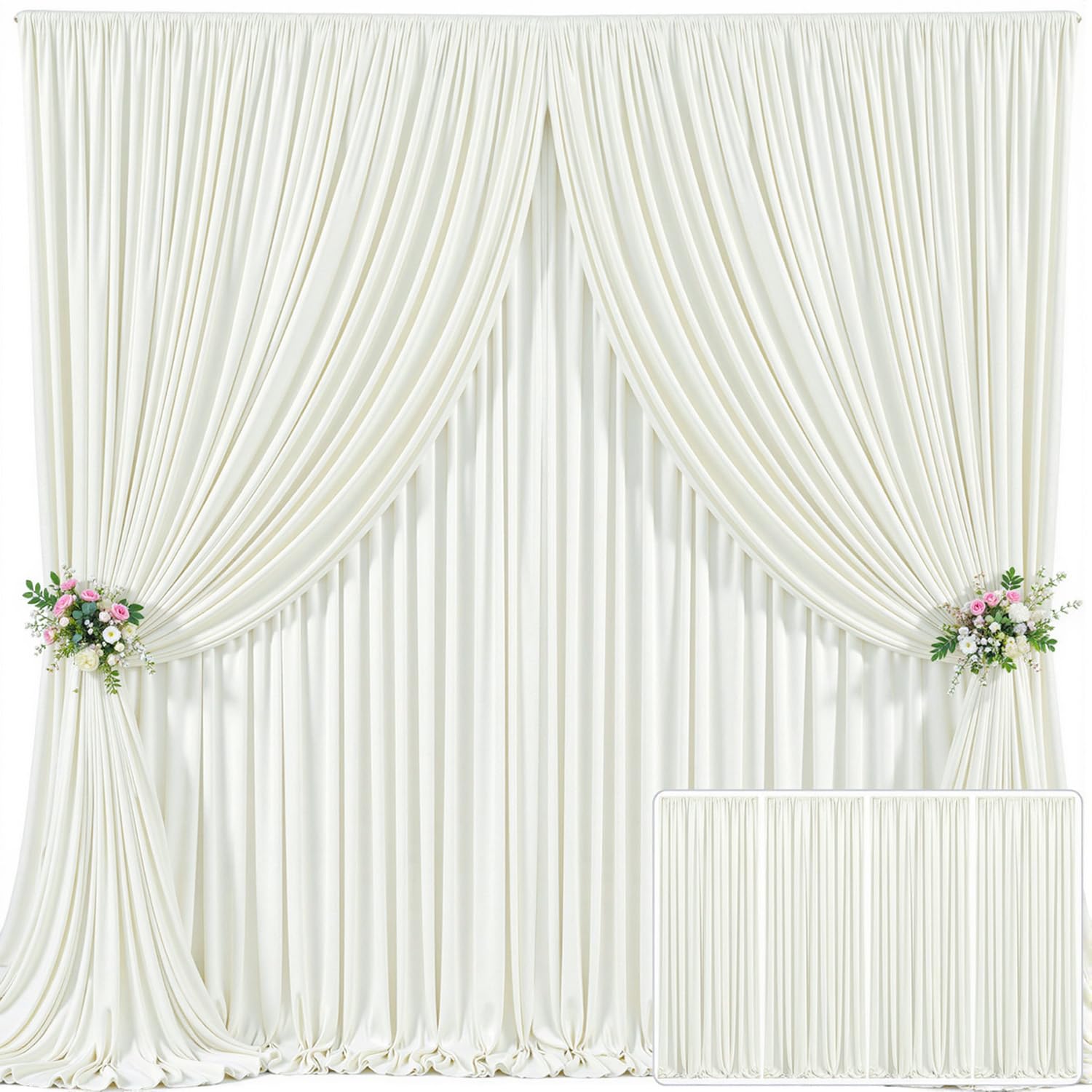 10x10 Champagne Backdrop Curtain for Parties Wedding Baby Shower Wrinkle Free Photo Curtains Backdrop Drapes Fabric Decoration for Bridal Shower 5ft x 10ft,2 Panels — view 105
