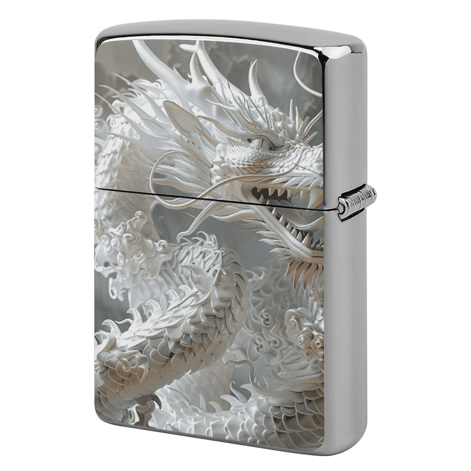 White Dragon Style Lighter Case for Men, Personalized Lighter Cover for Valentine's Day Gifts, Flip-Top Lighters Shell for Outdoor, Portable Lighters Protective Sleeve