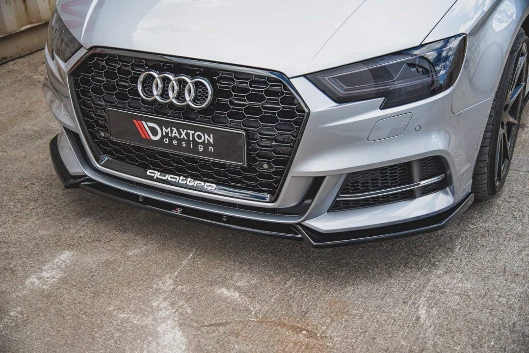 Front Bumper Lip Spoiler V3 Compatible with Audi S3 8V Facelift (2016-2020) Maxton Design Splitter