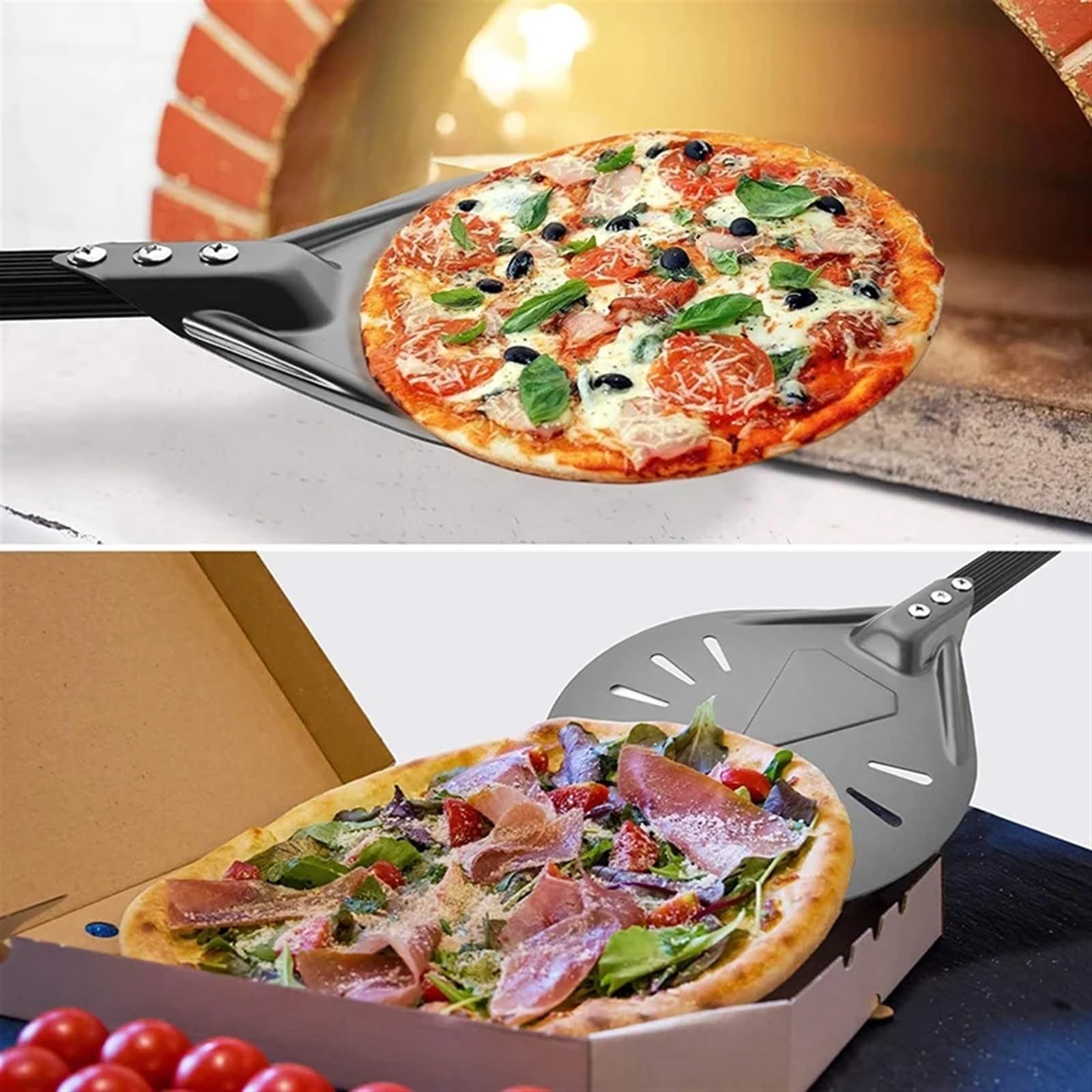 Pizzaschaufel Drehen Pizza Peel Pizza Spachtel Aluminium Runde Pizza Paddel Outdoor Pizza Ofen Zubehör