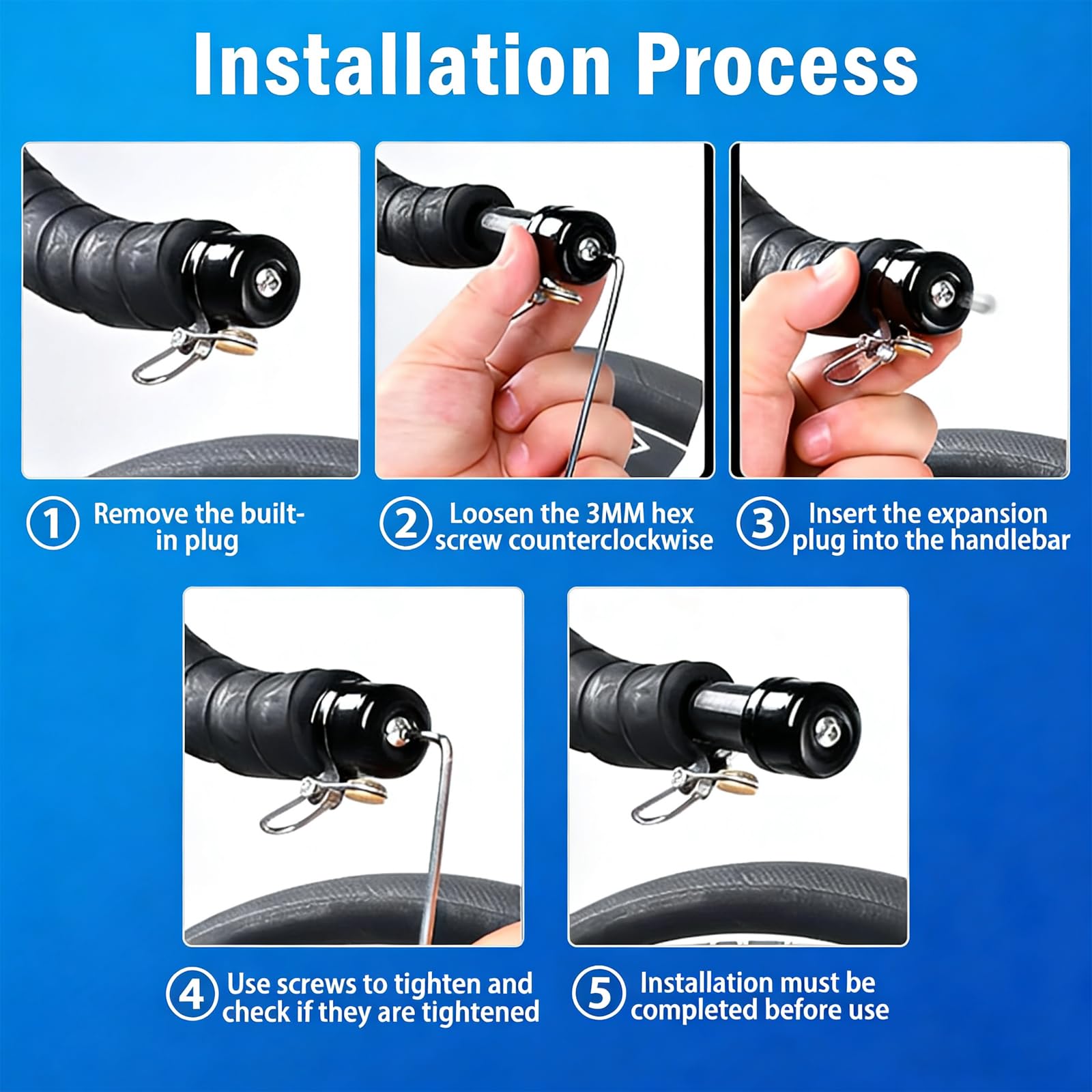 Campanello per bicicletta da strada, campanello per bicicletta, 2 in 1 mini campanello, compatibile con manubrio da 22,2 mm, campanello potente con suono chiaro e potente, per mountain bike e