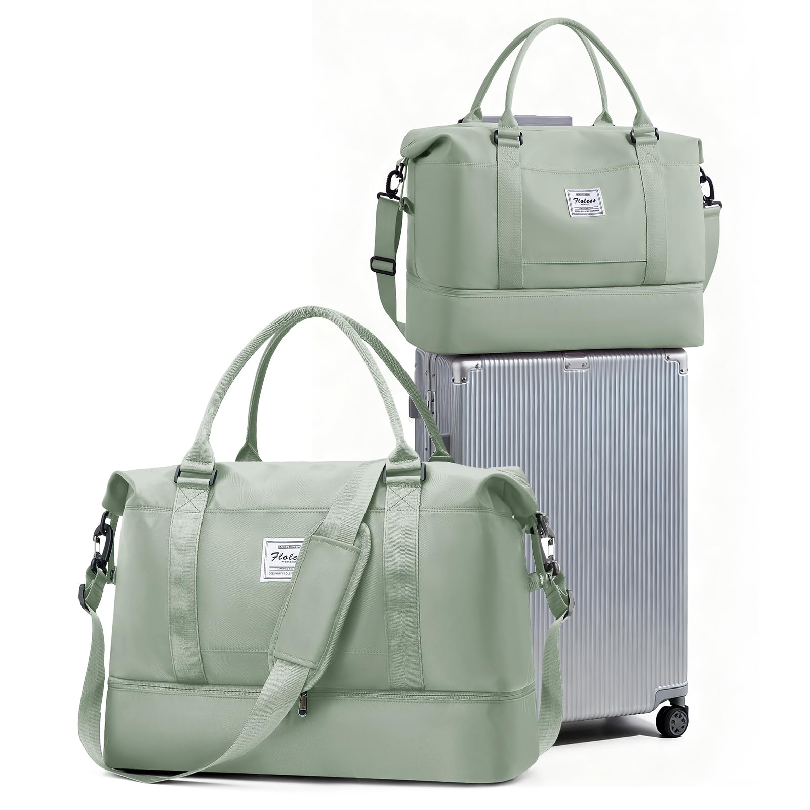 SEAFEW Bolsa de Viaje 40x20x25 para Ryanair,Impermeable Bolsa de Deporte para Gimnasio,Bolsa de Mano Equipaje de Fin de Semana 40x30x20 para Mujer,Bolso de Natación para Playa,D15-Gris Claro — view 22