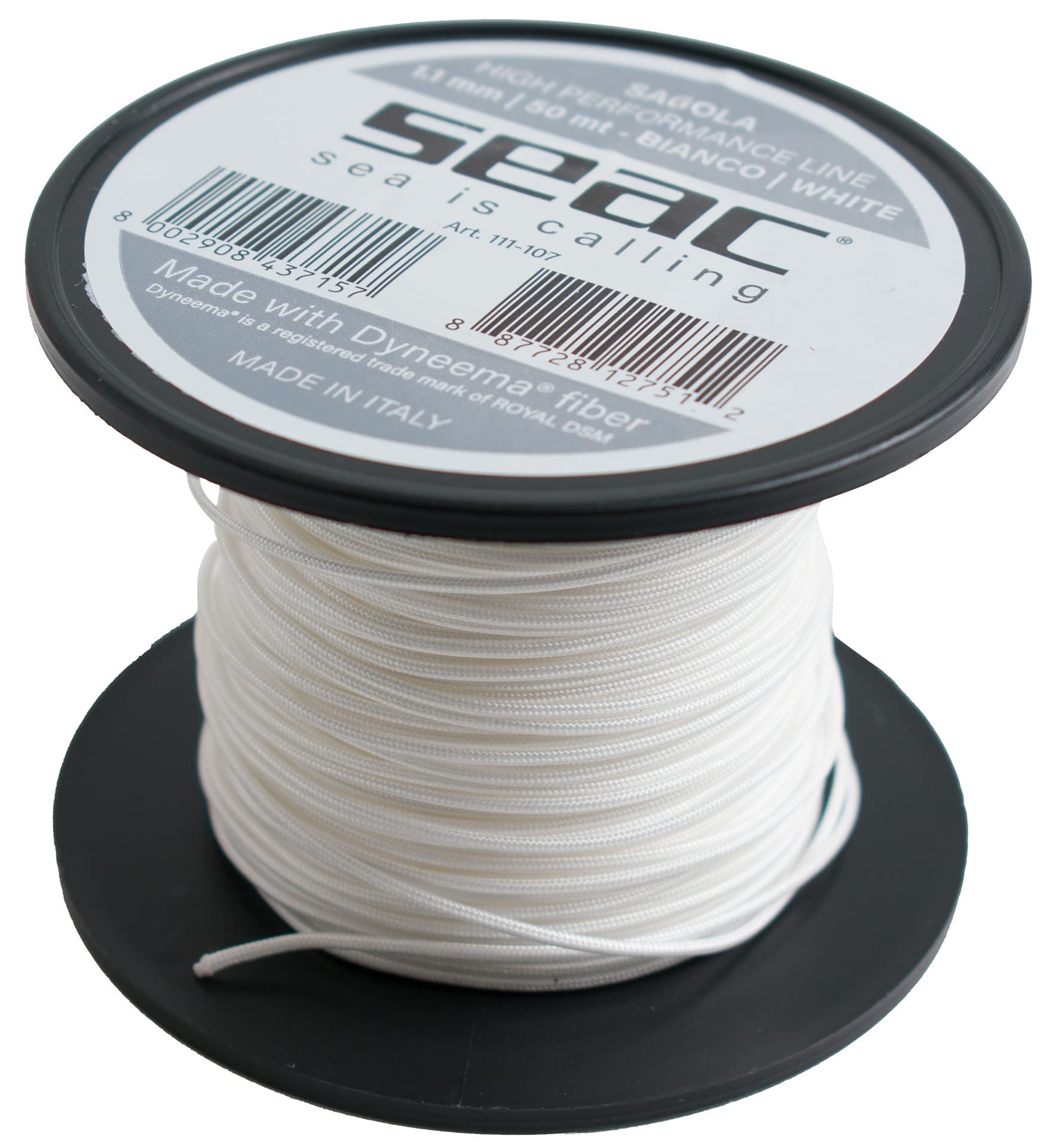 SEAC Unisex's Dyneema for Spearfishing 50 mt, Waxed White, diameter 1.1mm, 1,1 mm