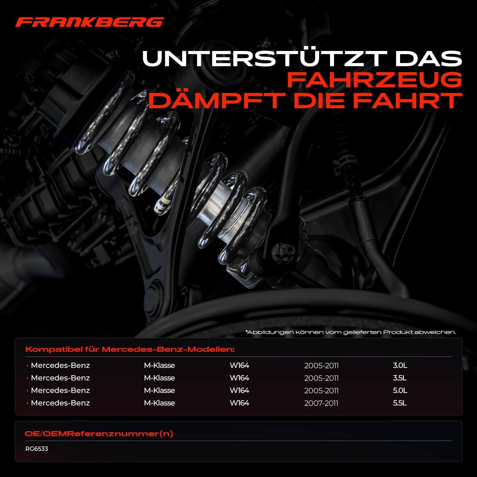 Frankberg 2x Federn Fahrwerksfeder Hinterachse Links Rechts Kompatibel mit M-Klasse W164 ML 280 300 320 350 500 2005-2011