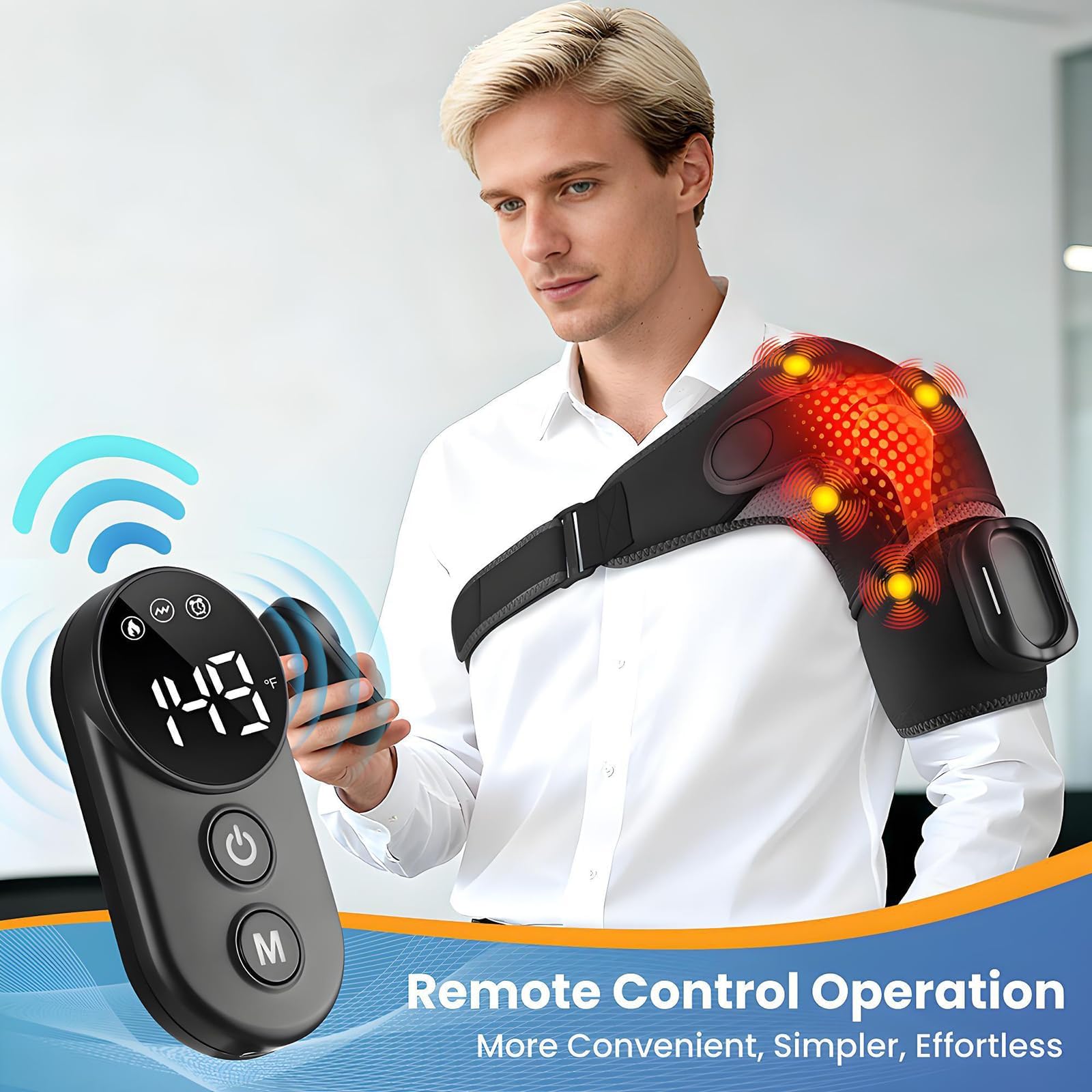 Triple Methode - Massaggiatore Per Spalle Triple Method,Massaggiatore per Spalle e Spalle con Massaggi, con 5 Livelli di Riscaldamento e 5 modalità di Vibrazione, Batteria da 5000 mAh