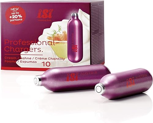iSi N2O - Cargador profesional de color crema de acero morado, paquete de 10