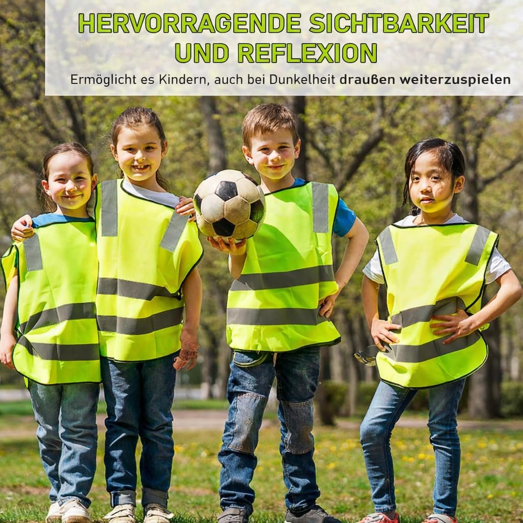 20 Stück Kinder Warnwesten Set, Kinder Reflektierende Sicherheitswesten Warnweste Fahrrad Hohe Sichtbarkeit für Kinder beim Radfahren, Schulweg, Laufen, Skifahren