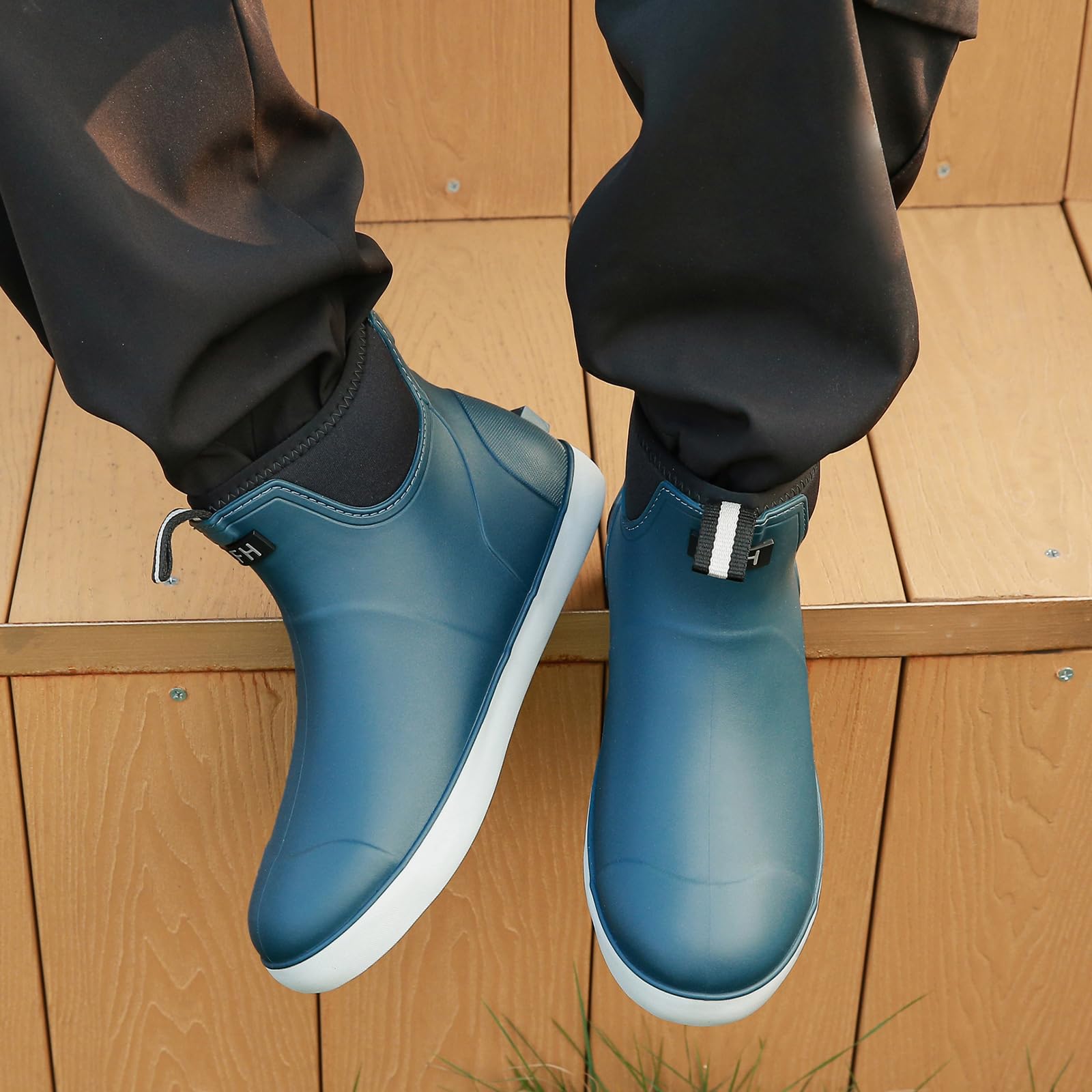 Jesindr Stivali Gomma Uomo Da Pioggia, Stivali Da Pesca, Antiscivolo Leggere Comode Shorty Boots, Impermeabile Nero Scarpe Da Giardino