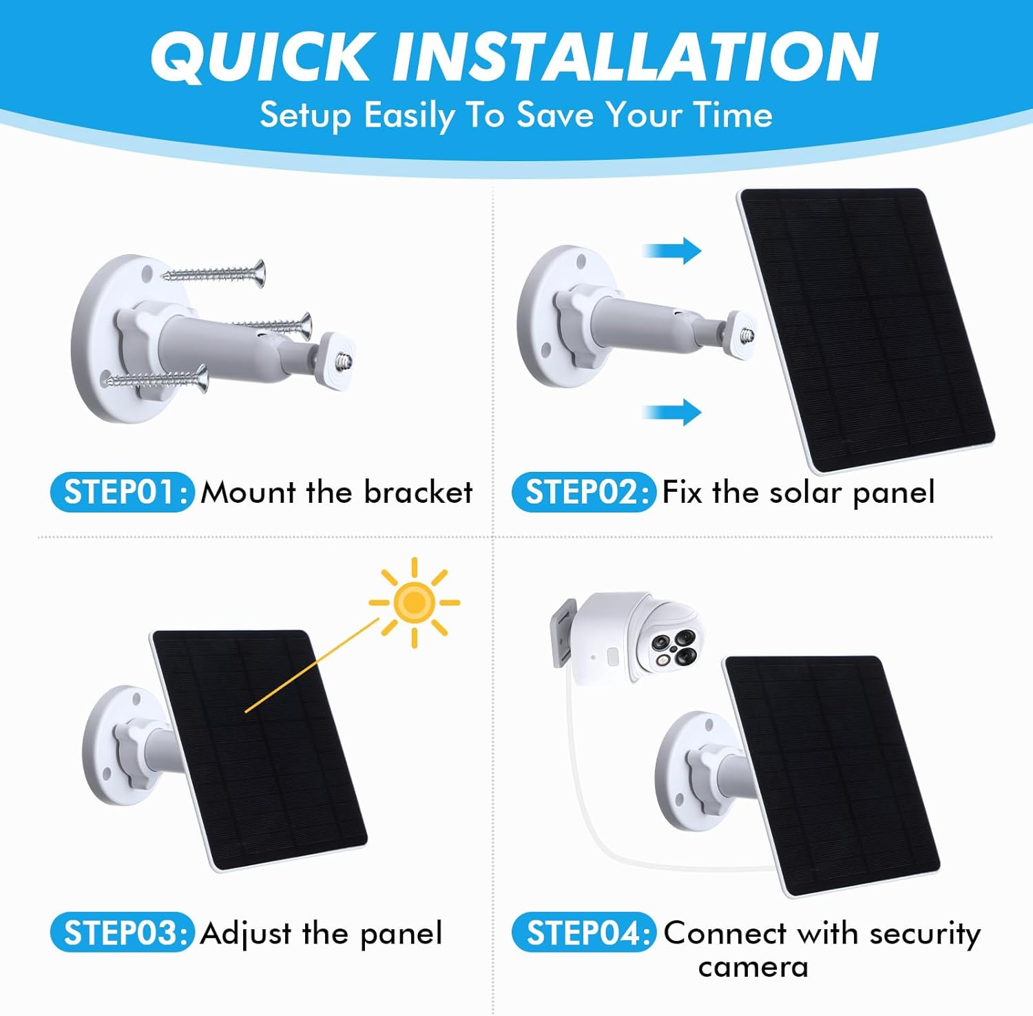 6 Set Security Camera Solar Panel Charger - 4.5w Solar Panels with Magnetic Port, 9.8ft Cable & Adjustable Wall Mount - Ip65 Waterproof Compatible with Pro 5s/4/3/3 Floodlight/Ultra/2