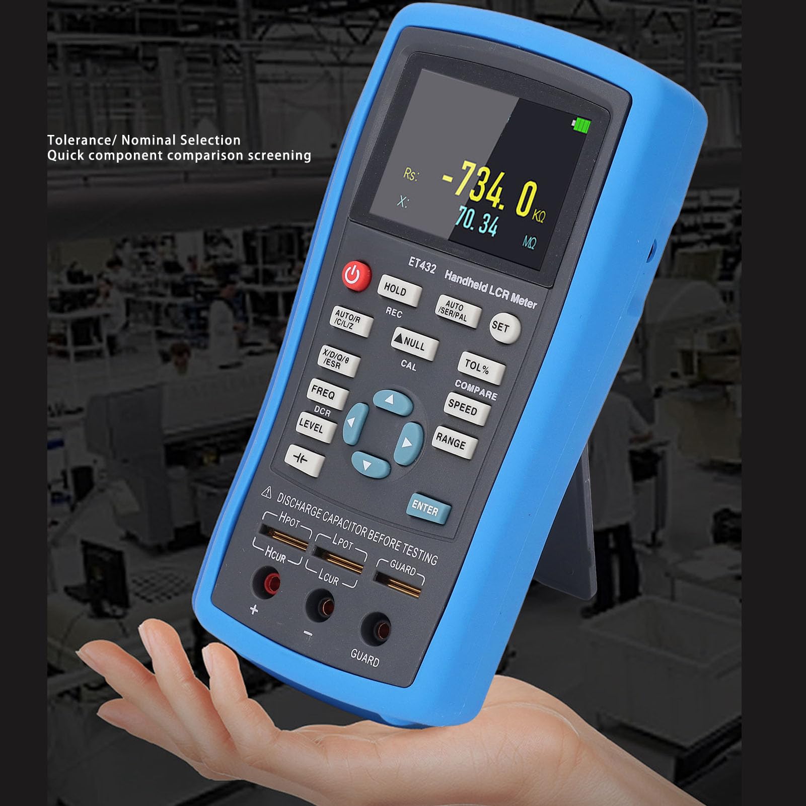 Medidor portátil ET432, multímetro de puente digital de alta precisión con pantalla TFT de 2,8 pulgadas, probador de componentes electrónicos profesionales para ingenieros, técnicos,