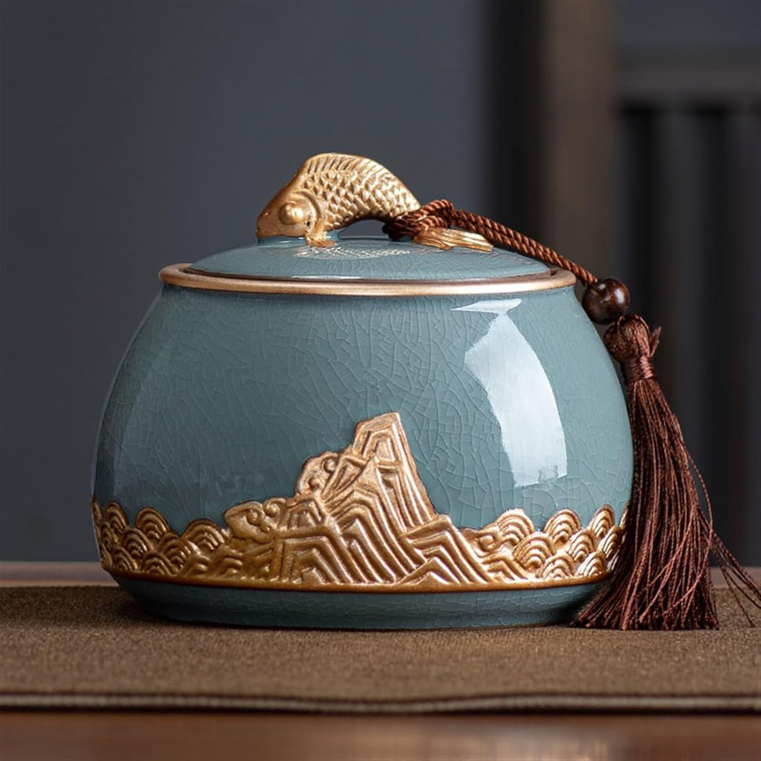 Tea Tin Ceramic Tea Canister Sealed Sugar Jar Empty Cans Household Chinese Storage Cookie Decorations Container