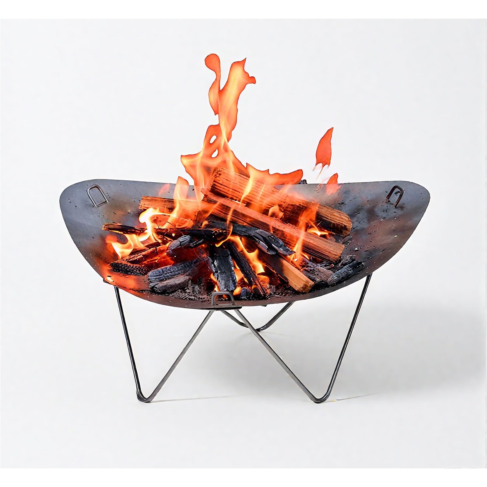 Tragbare Feuerstelle aus Edelstahl - faltbare Tisch-BBQ-Feuerschale leicht mit Tragetasche - für Camping, Terrasse, Garten & Lagerfeuer im Freien, Seitenlänge 48cm