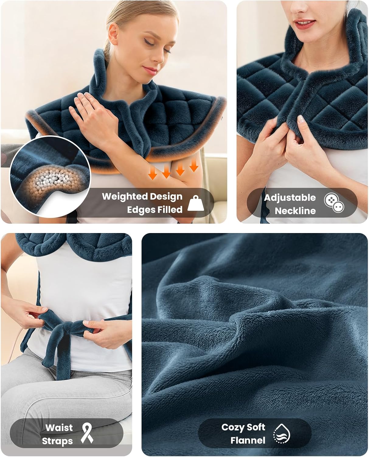 Bob and Brad Heating Pad for Back Pain Relief, FSA Eligible HSA Eligible Electric Heat Pad for Neck Shoulders & Full Body, Edge-Weighted Design, Fast Heating, ETL Certified, Gift for Women Men 24"x33" - Image 8