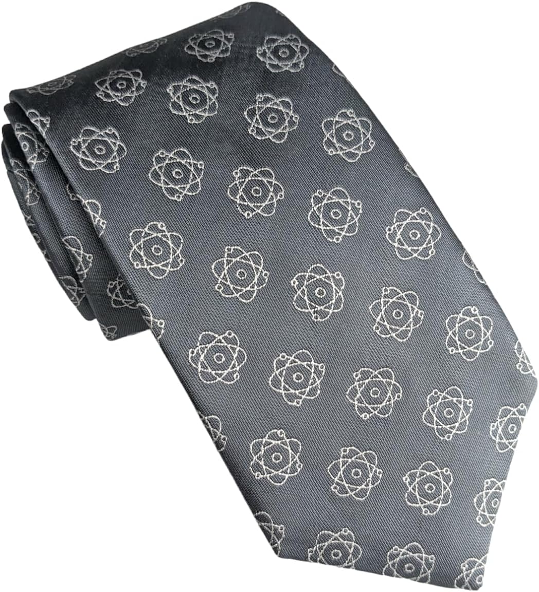 Maker V Atom Grey Science Necktie - Men's Science Tie, One Size