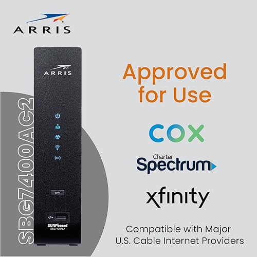 Miniatura 3 de ARRIS Surfboard SBG7400AC2-RB - Módem por cable DOCSIS 3.0 & enrutador Wi-Fi AC2350, aprobado para Comcast Xfinity, Cox, Charter Spectrum y más,