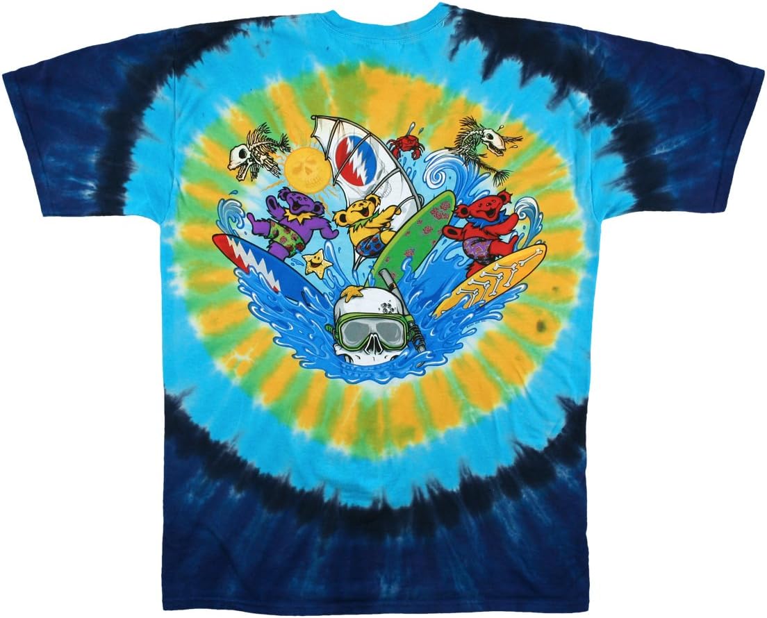 Liquid Blue Unisex-Adult's Grateful Dead Beach Bear Bingo Tie Dye Short Sleeve T-Shirt - Image 2