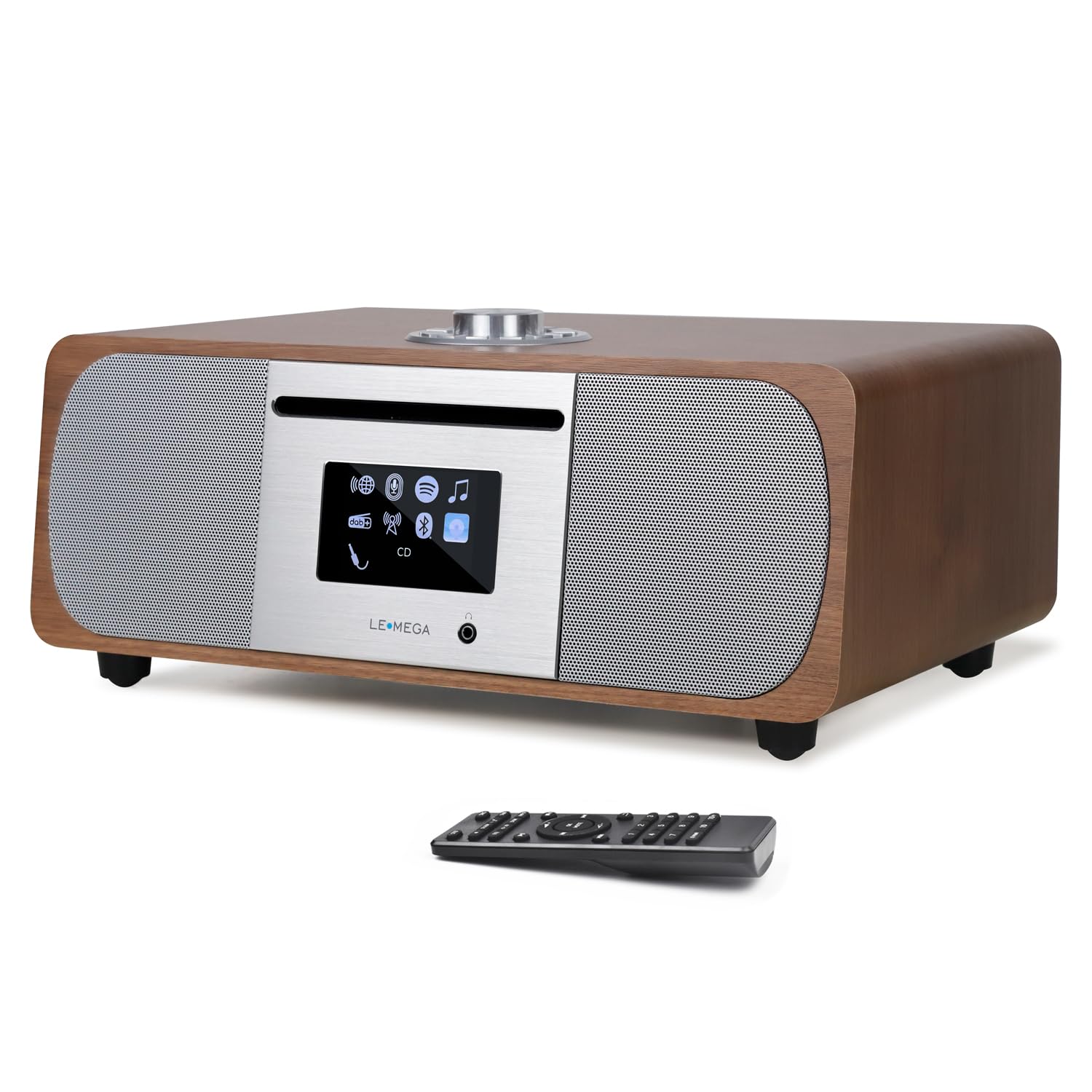 LEMEGA M5P Radio Dab avec Lecteur CD,Radio Internet WiFi,Radio Numérique Dab+ FM,Bluetooth, Spotify,Système Musical Hi-FI Stéréo 35W,Lecteur USB,Double Alarme,Horloge avec Télécommande(Noyer Foncé)