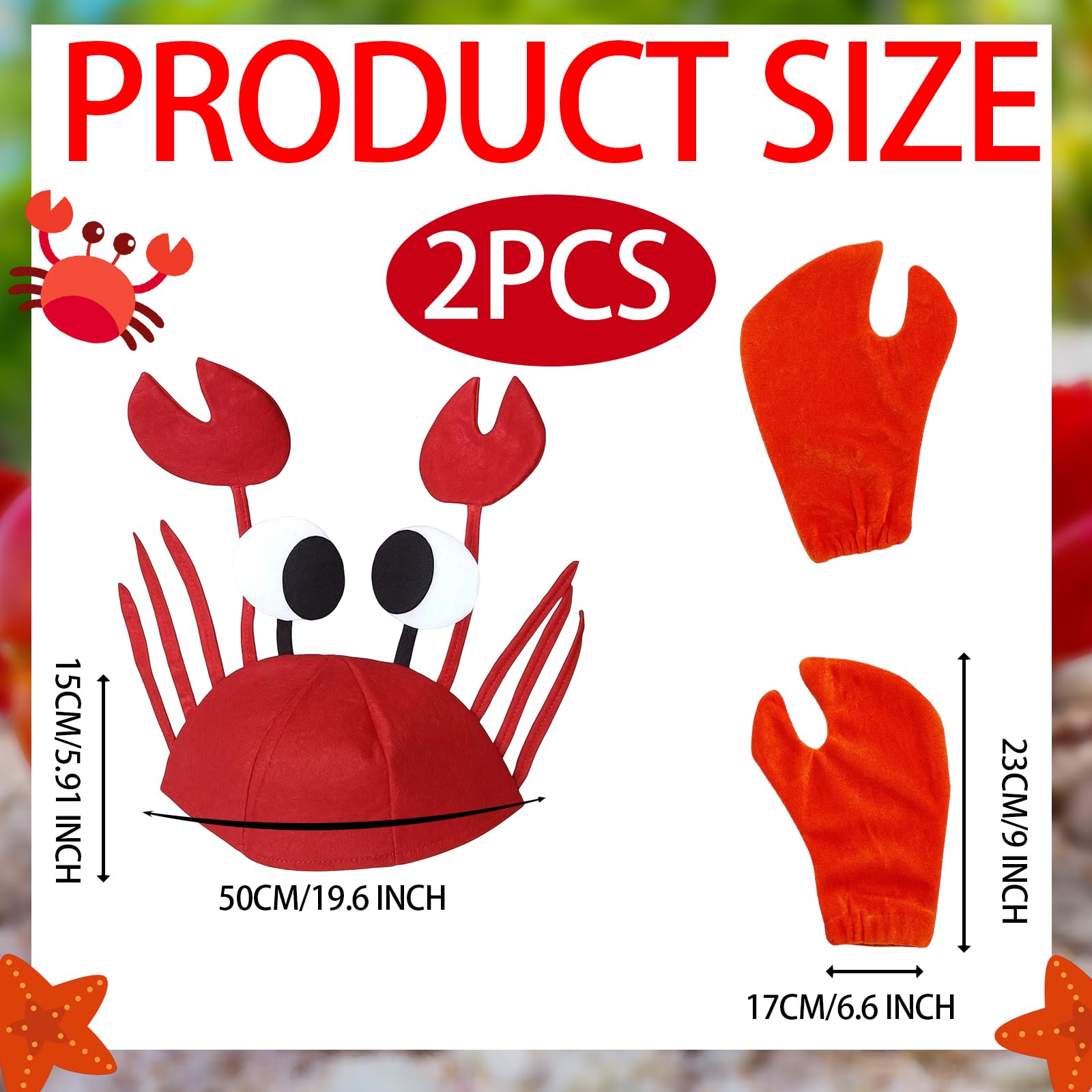 YFHUVB Lobster Costume, Under The Sea Costumes 2-Piece Crab Outfit With Hat And Gloves - Image 2