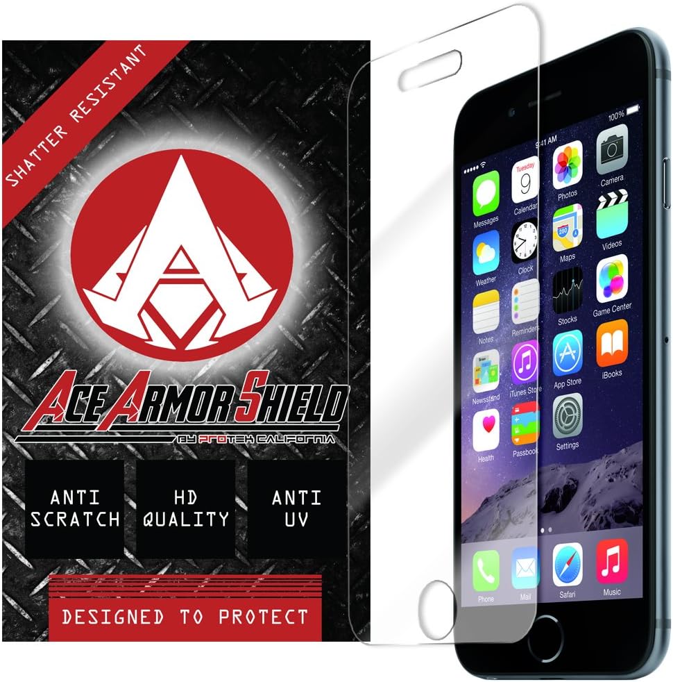 Ace Armor Shield Shatter Resistant Screen Protector for the Apple iPhone 6 4.7' / Military Grade / High Definition / Maximum Screen Coverage / Supreme Touch Sensitivity /Dry or Wet Easy Installation with free lifetime replacement warranty.