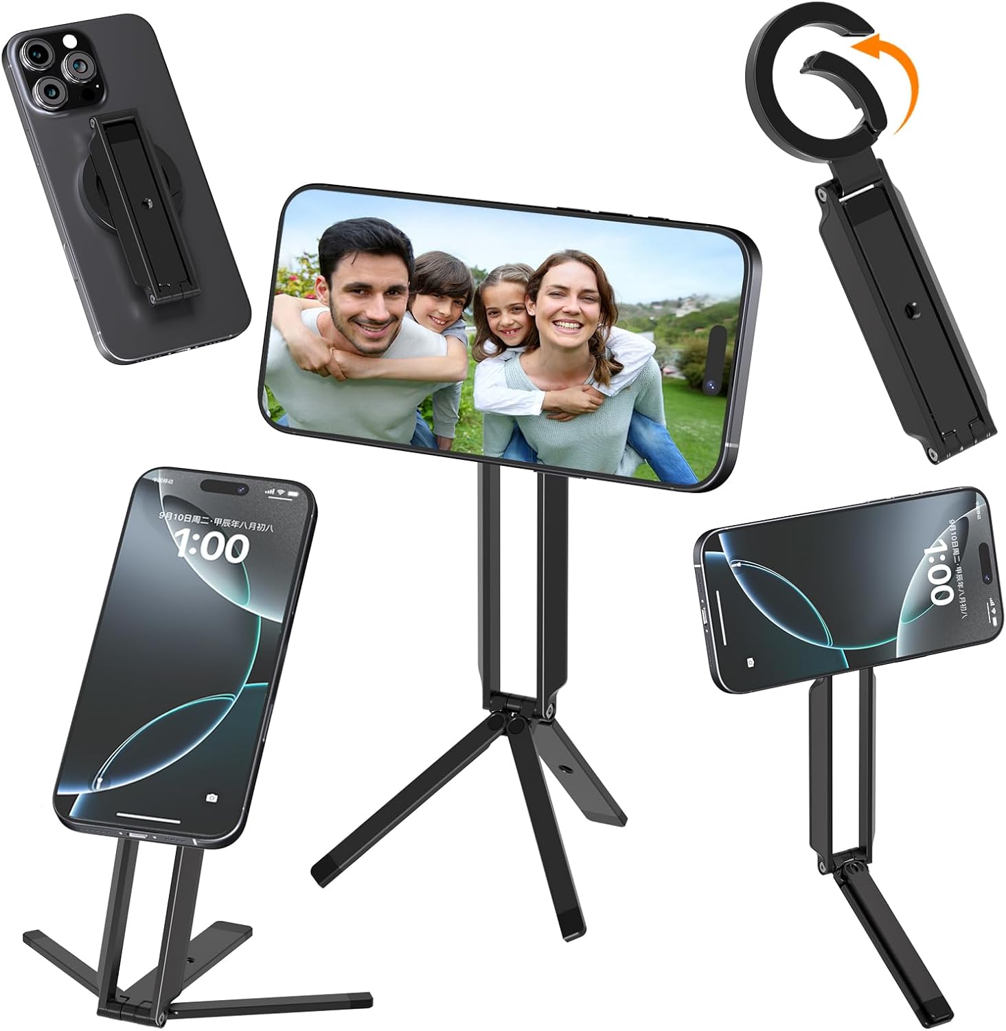 Magnetic Phone Tripod Stand for iPhone 17 16 15 14 13 12 Plus Pro Max Series,Upgrade Mini Tripod Pocket Cell Phone Strong Magnet Quick Mount Travel All in One, Fits Vlog Travel