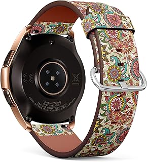 Compatible with Samsung Galaxy Watch (42mm) - Leather Watch Wrist Band Strap Bracelet with Quick-Release Pins (Paisley Flowers)