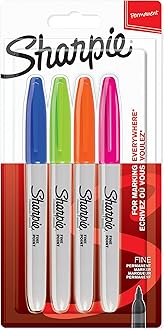 Sharpie Permanent Markers | Fine Point | Fun Colours | 4 Count