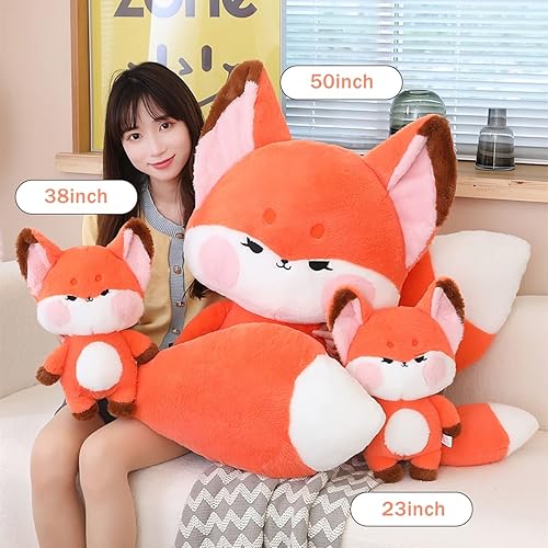 Miniatura 3 de Kawaii Fox - Almohada de felpa de animales de peluche, zorro con cola grande, lindos juguetes de peluche suaves para cumpleaños de niños y niñas