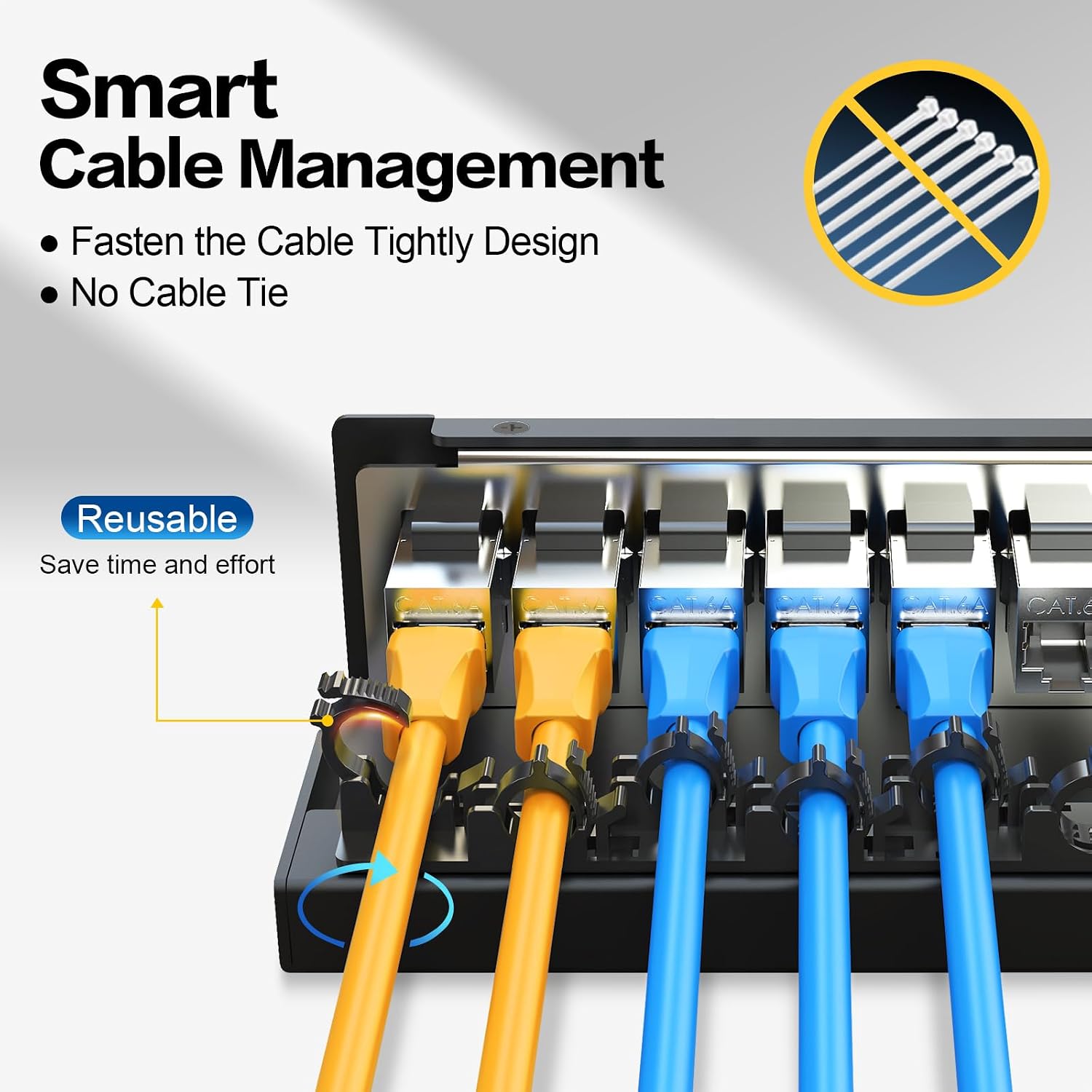 Patch Panel 8 Port with 8pcs Cat6A Keystone Jack【EC Listed】 Shielded No Rust and Durable (1U 8Port Cat6A Keystone Jack Shielded) image 2