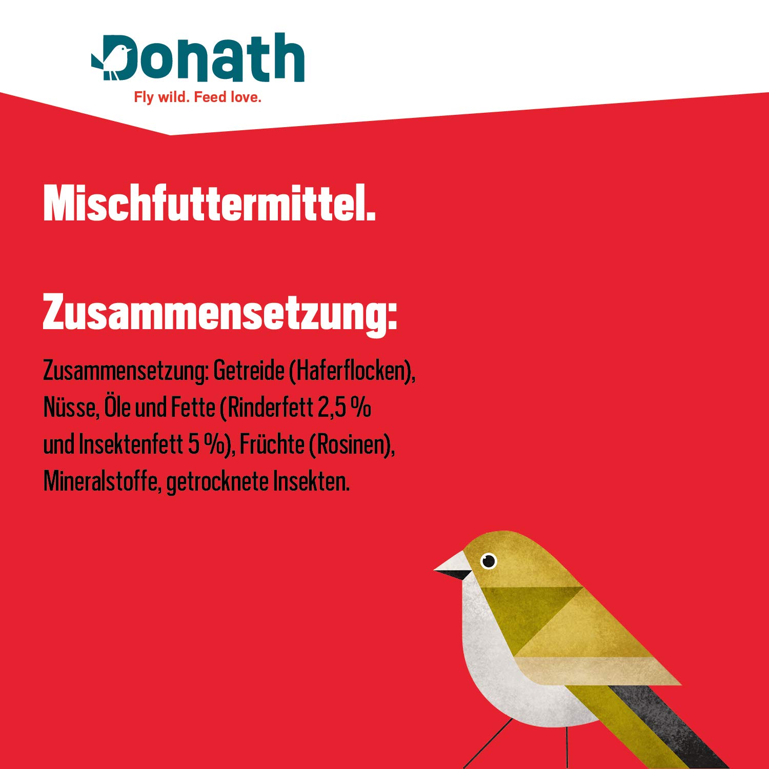 Donath miscela rinvigorente - ricca di pregiato grasso bovino e di insetti – pregiato cibo per uccelli selvatici adatto tutto l’anno - dalla nostra manifattura nel sud della Germania