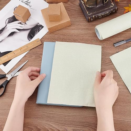 Vista 37 de OLYCRAFT 39.4 x 16.9 pulgadas, tela de imitación de cuero verde oliva para encuadernar libros, superficie de terciopelo con respaldo de papel, tela