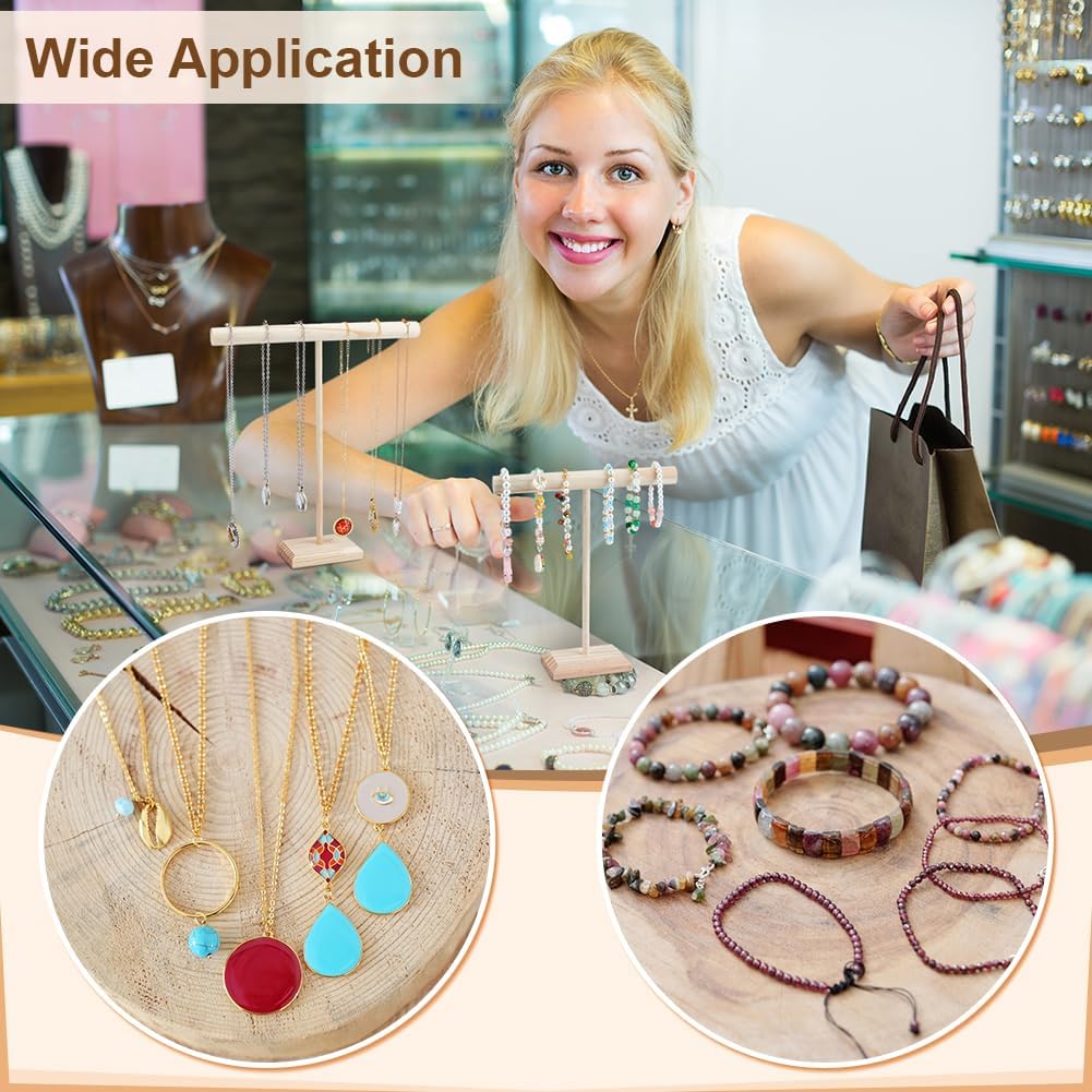PH PandaHall 3 Sizes Wooden Bracelet Display Stands T-bar Jewelry Holder Necklace Holder Stand Bangle Storage Rack Jewelry Organizer Display for Store Vendors Showcase Selling