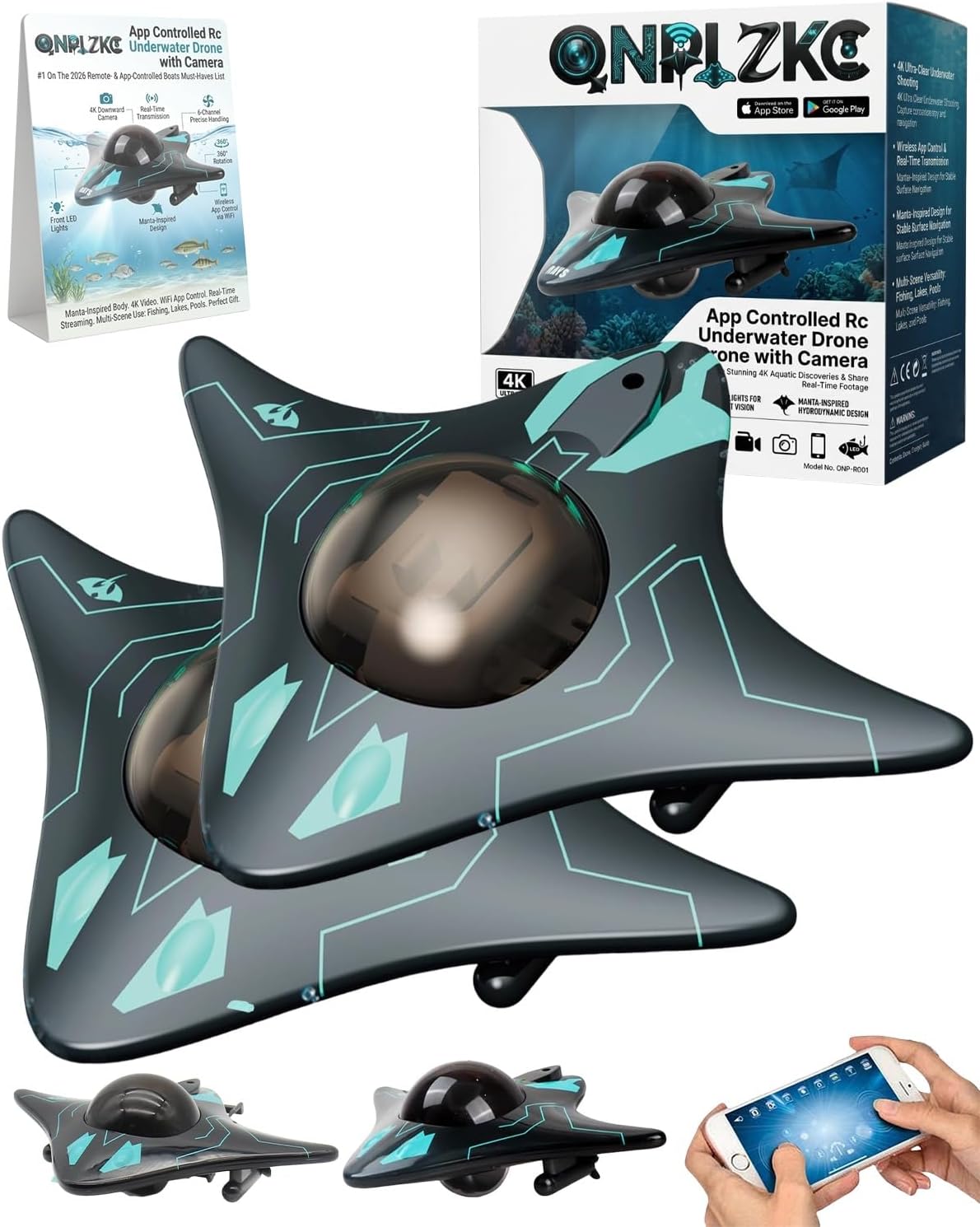App Controlled Rc Underwater Drone with Camera Remote Control Boat for Pools Lakes Real-Time Image Under Water Aqua Submarine Fishing Drones Focusing on Correction Wireless Gift for Adults Kids(2PCS)