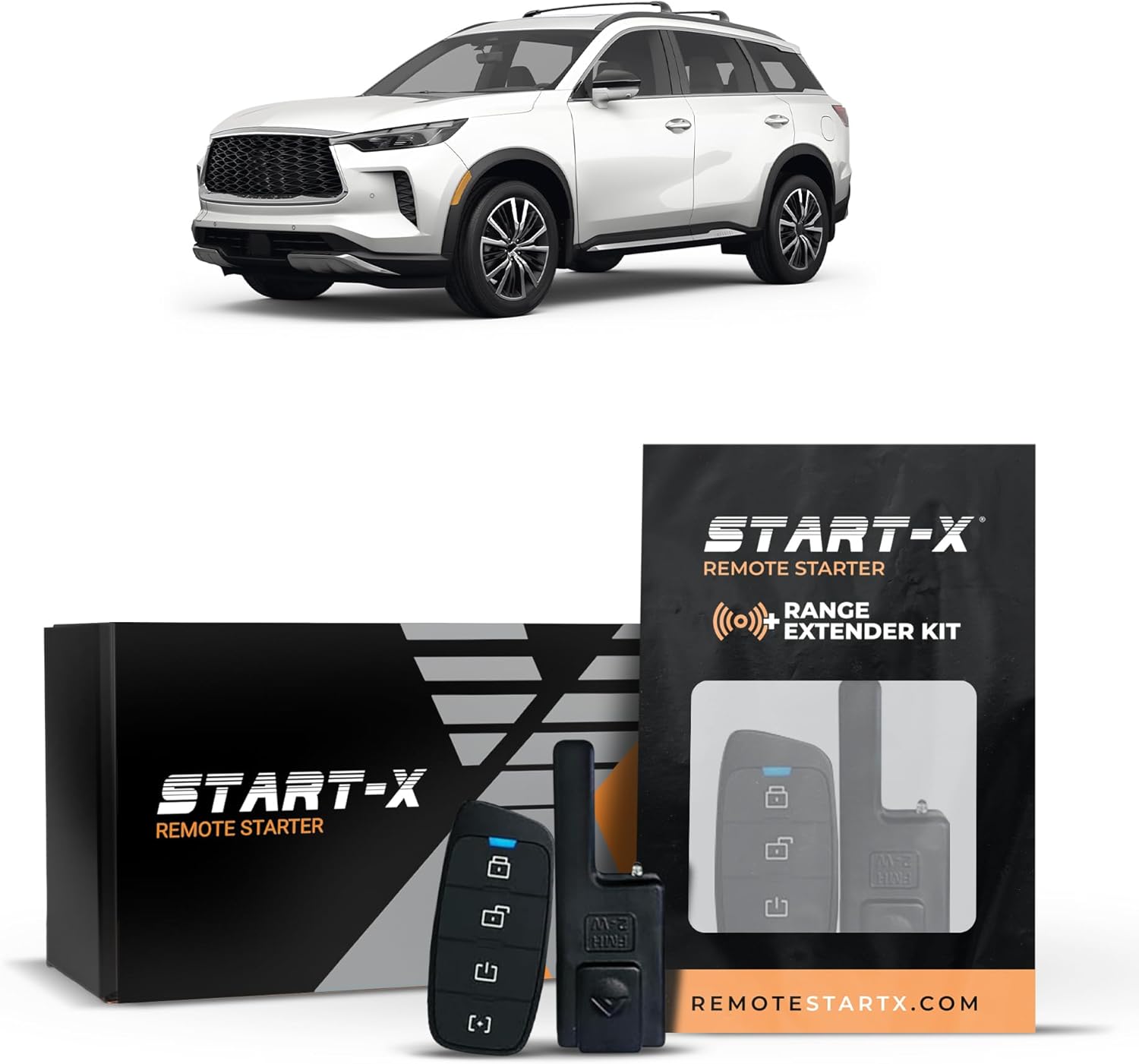 Start-X Remote Starter Kit + 3000ft 2 Way Range Extender for Infiniti QX60 (2022-2023) Vehicles with Push-to-Start Ignition
